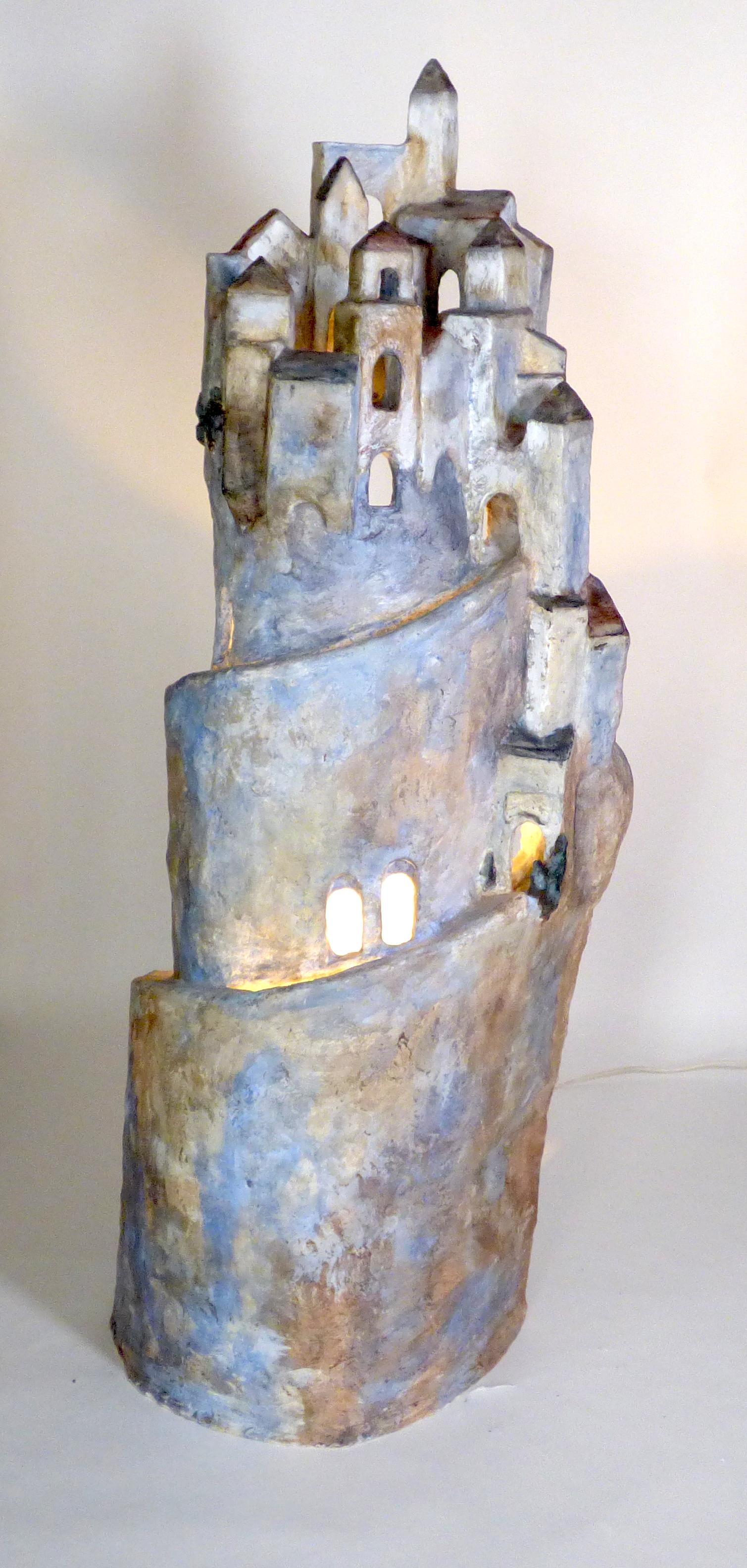 Papier Marco Lagan - Sculpture lumineuse en papier mâché Citt Meteora Modèle 5 - Pièce unique en vente