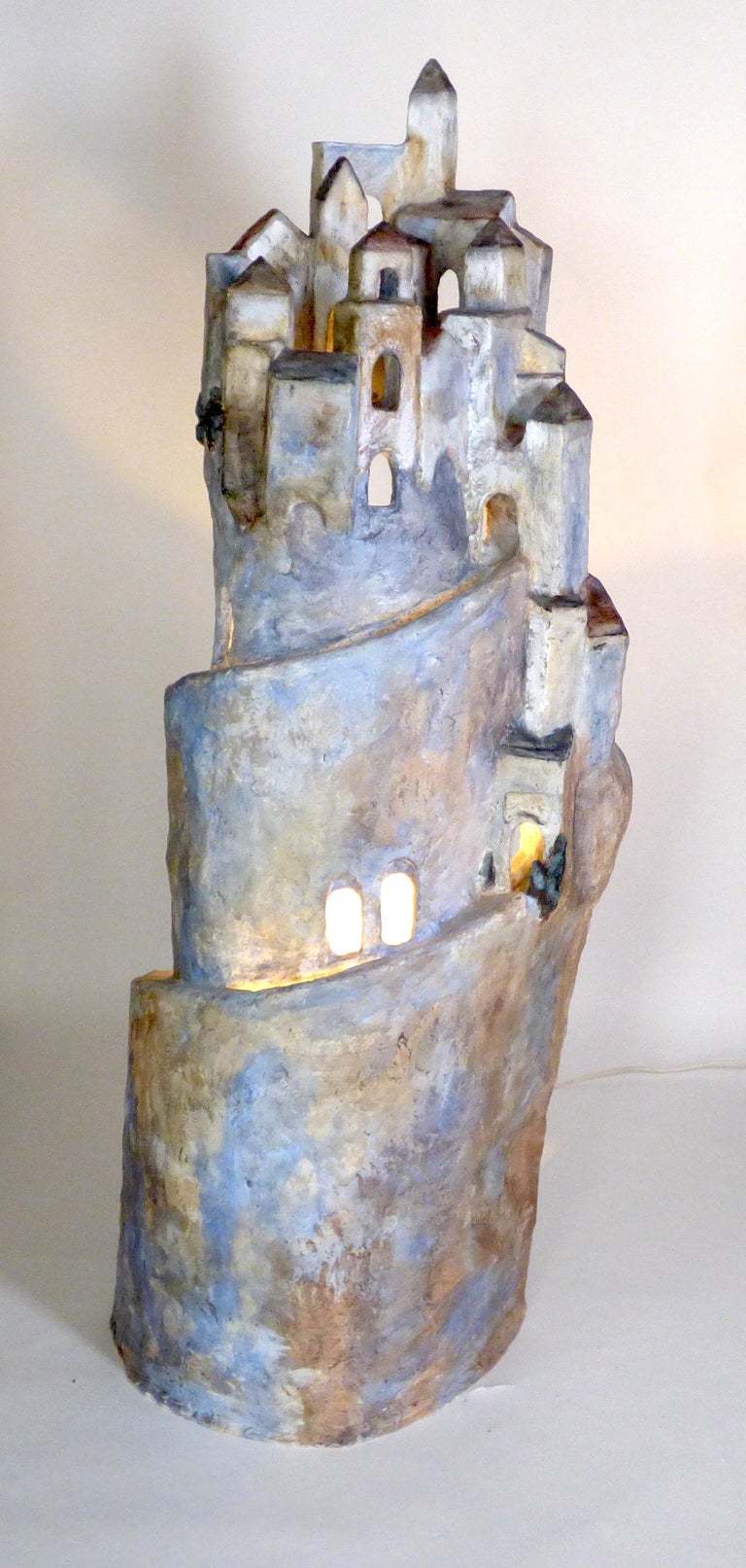 Image showcasing Marco Laganà Papier Mâché Light Sculpture Città Meteora Model 5 Unique ...