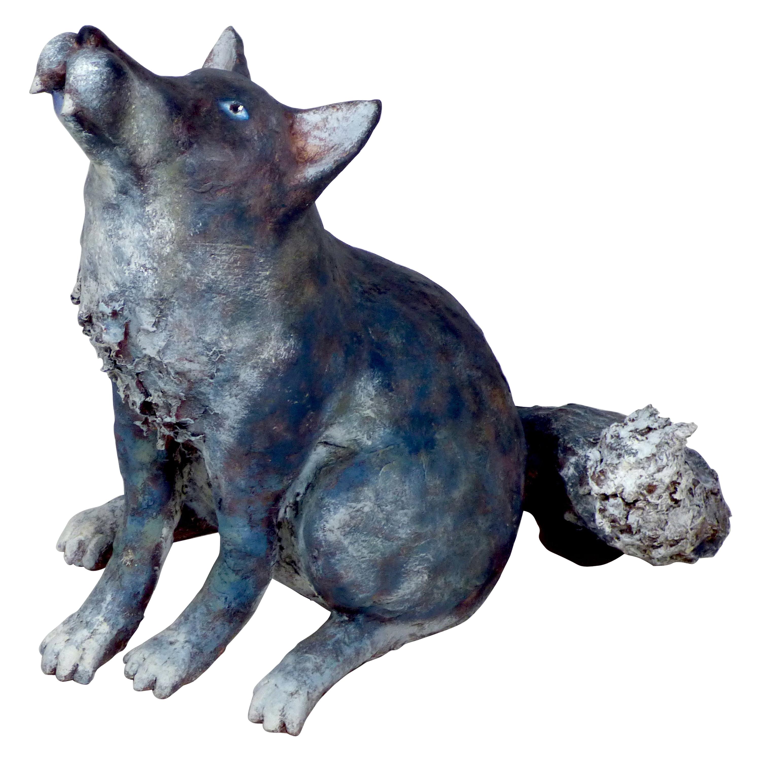 Marco Lagan - Sculpture de loup en papier mâché - Pièce unique en vente