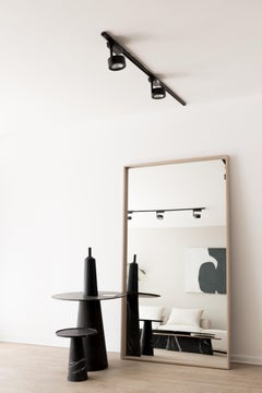 Specchio grande Marco con cornice impiallacciata in Oak bianco