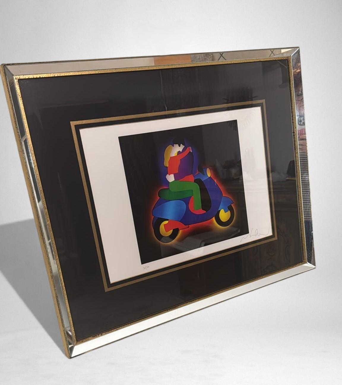 Marco Lodola Screenprint on Paper (No. 30/70) with Mirrored Frame For Sale 3