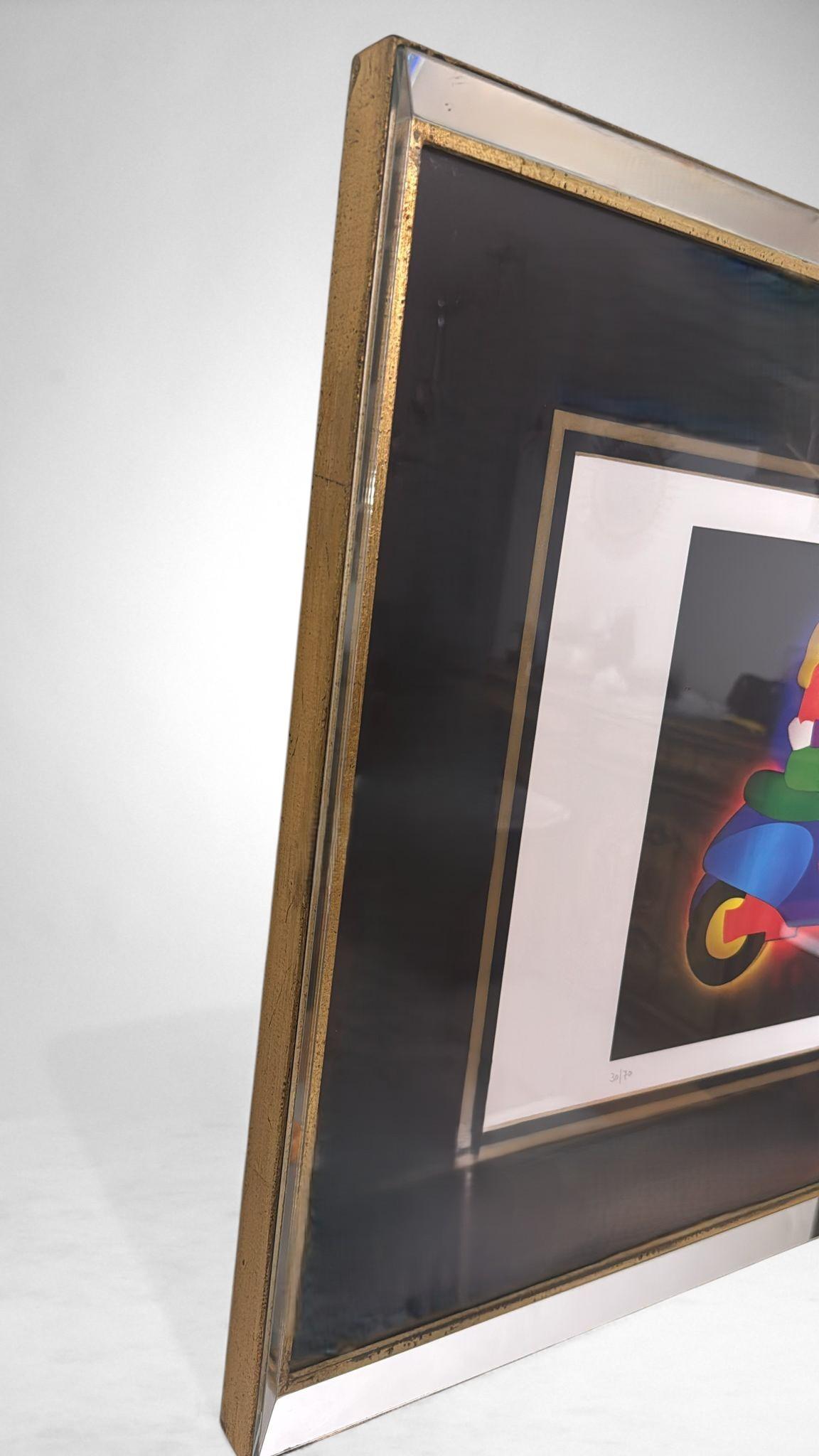 Marco Lodola Screenprint on Paper (No. 30/70) with Mirrored Frame For Sale 4