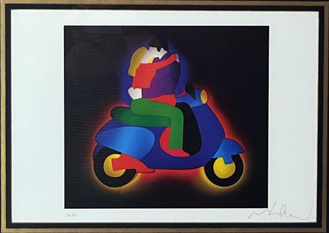 Futurist Marco Lodola Screenprint on Paper (No. 30/70) with Mirrored Frame For Sale