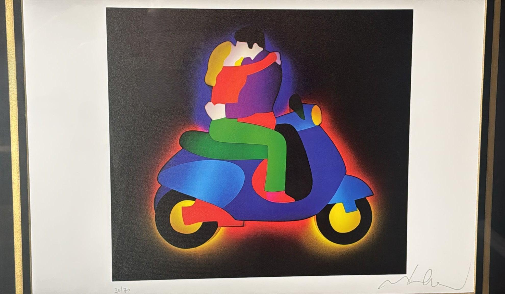 Marco Lodola Screenprint on Paper (No. 30/70) with Mirrored Frame For Sale 2