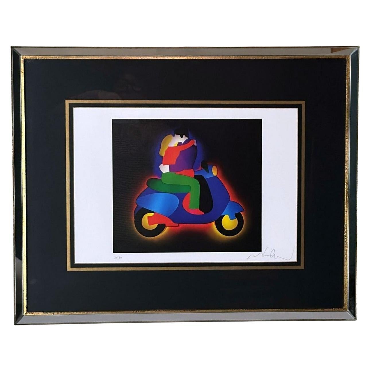 Marco Lodola Screenprint on Paper (No. 30/70) with Mirrored Frame For Sale