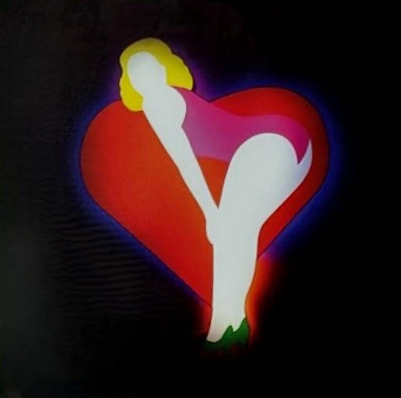 Painted Marco Lodola Silkscreen On Paper (No. 28/70) In Mirrored Frame For Sale