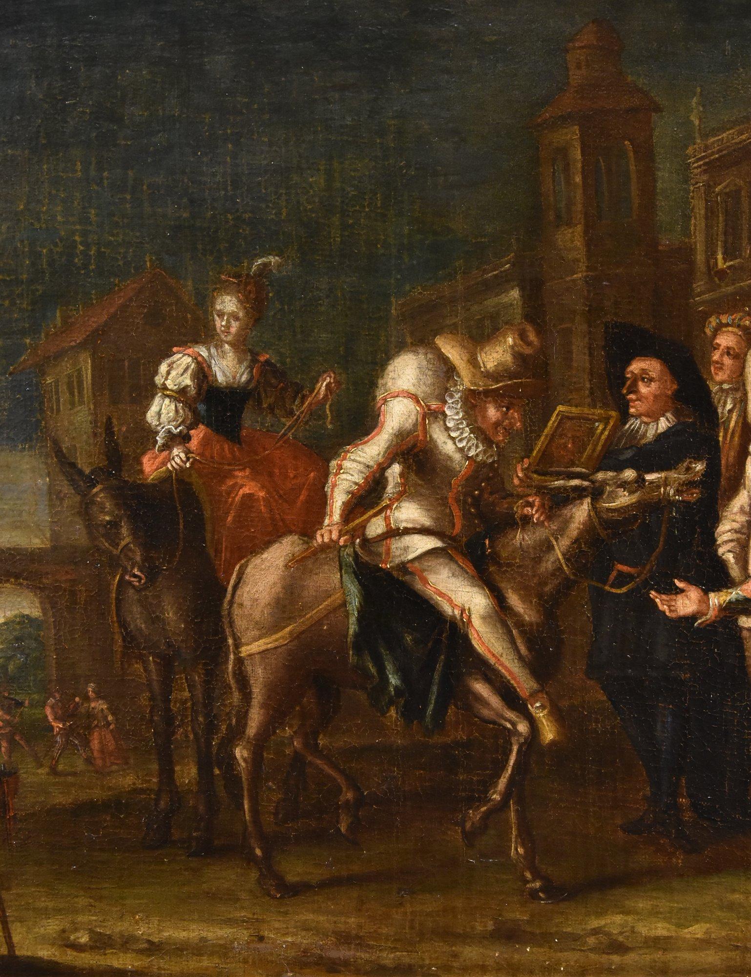 Karneval IVenice Harlekin Landschaft Marcola malen 18. Jahrhundert Öl auf Leinwand im Angebot 6