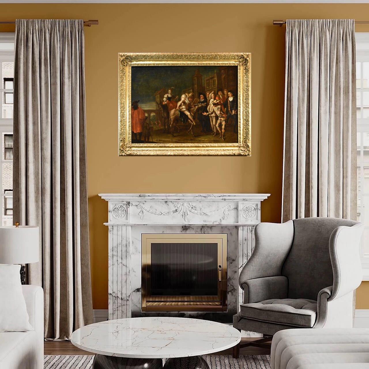 Karneval IVenice Harlekin Landschaft Marcola malen 18. Jahrhundert Öl auf Leinwand im Angebot 8