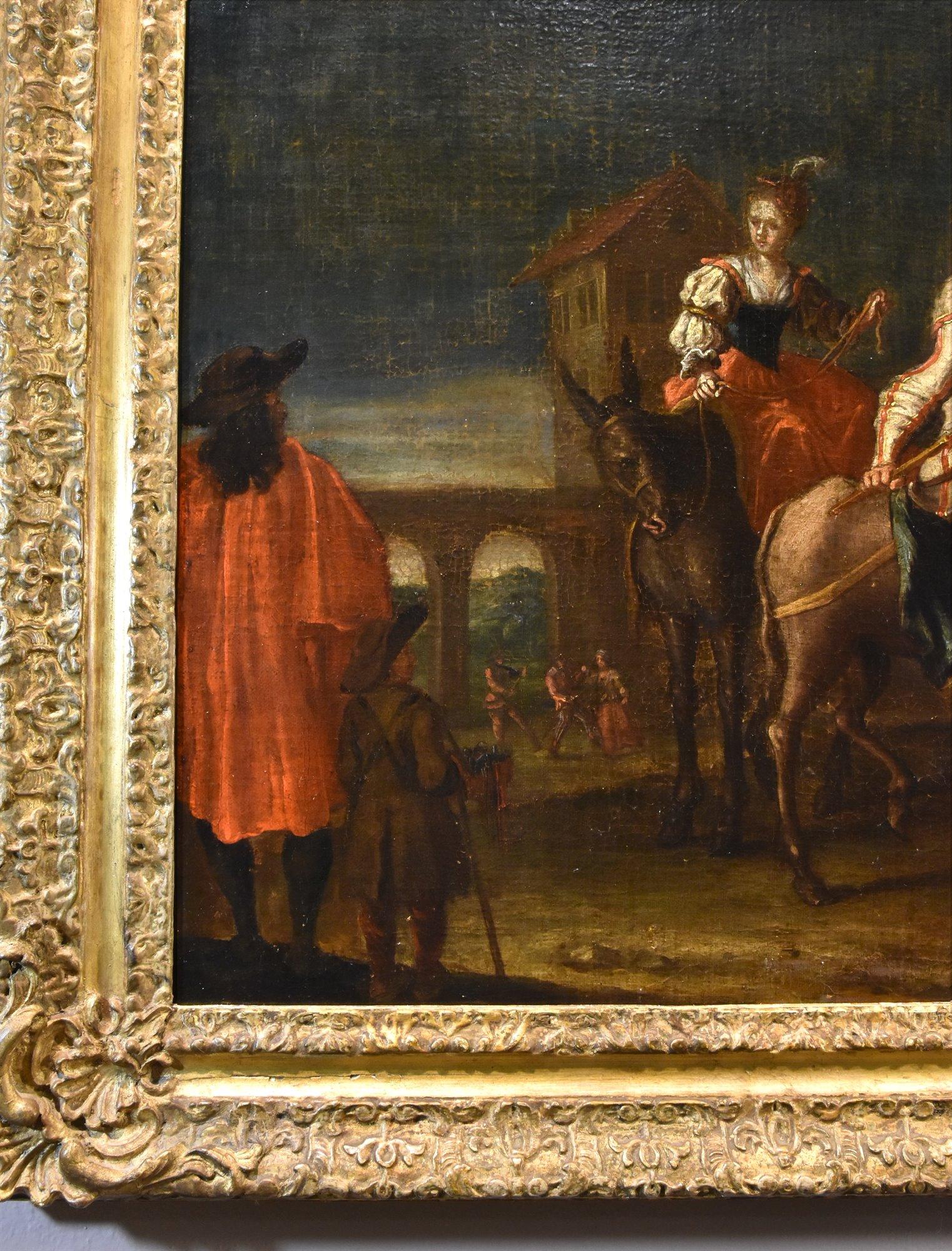 Karneval IVenice Harlekin Landschaft Marcola malen 18. Jahrhundert Öl auf Leinwand im Angebot 2