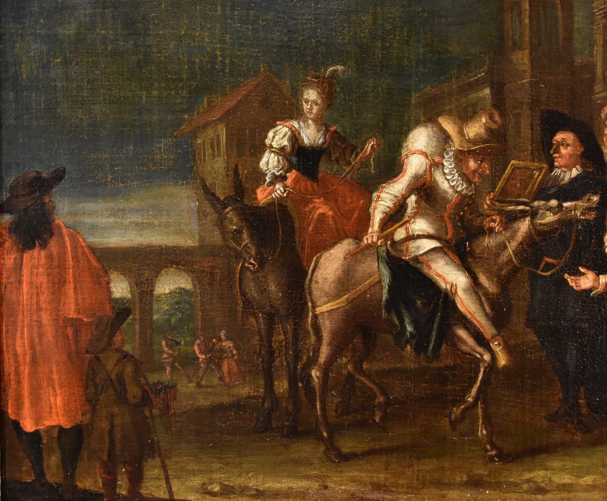 Karneval IVenice Harlekin Landschaft Marcola malen 18. Jahrhundert Öl auf Leinwand im Angebot 3