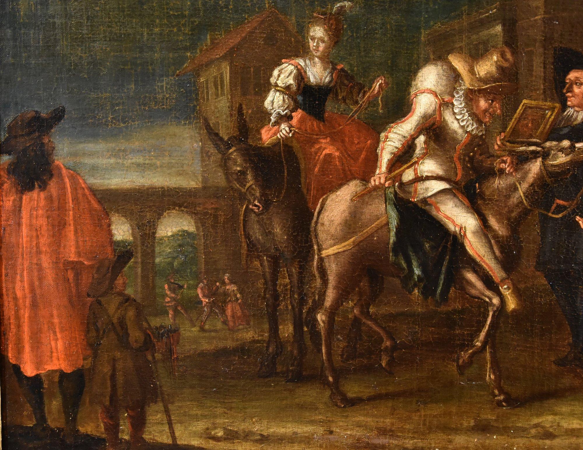 Karneval IVenice Harlekin Landschaft Marcola malen 18. Jahrhundert Öl auf Leinwand im Angebot 4