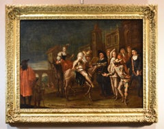 Carnival IVenice Harlequin Landscape Marcola paint 18th Century Oil on canvas