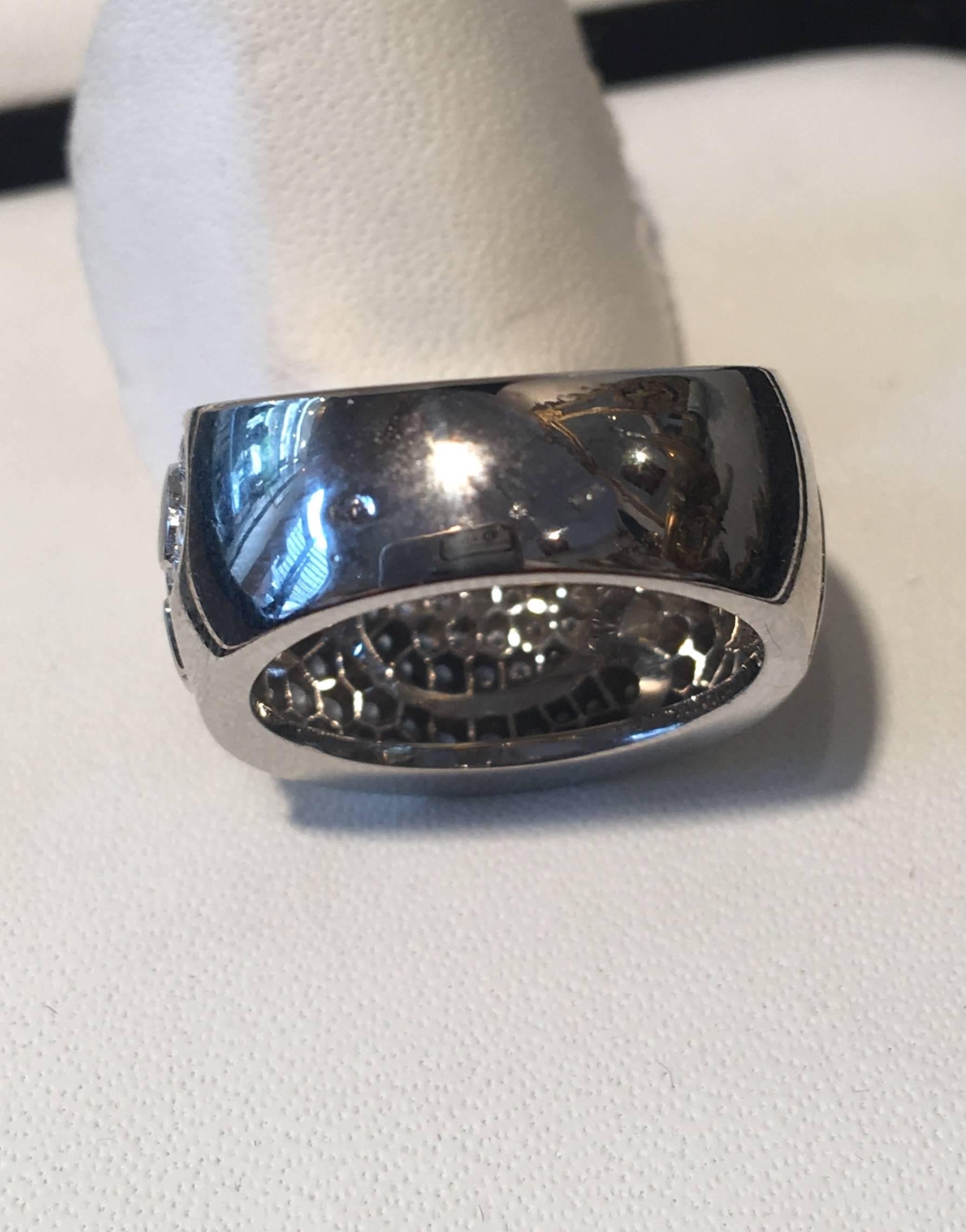Marco Molinario Monaco Diamond Pave 18 Karat White Gold Band Ring In New Condition In Paris, FR