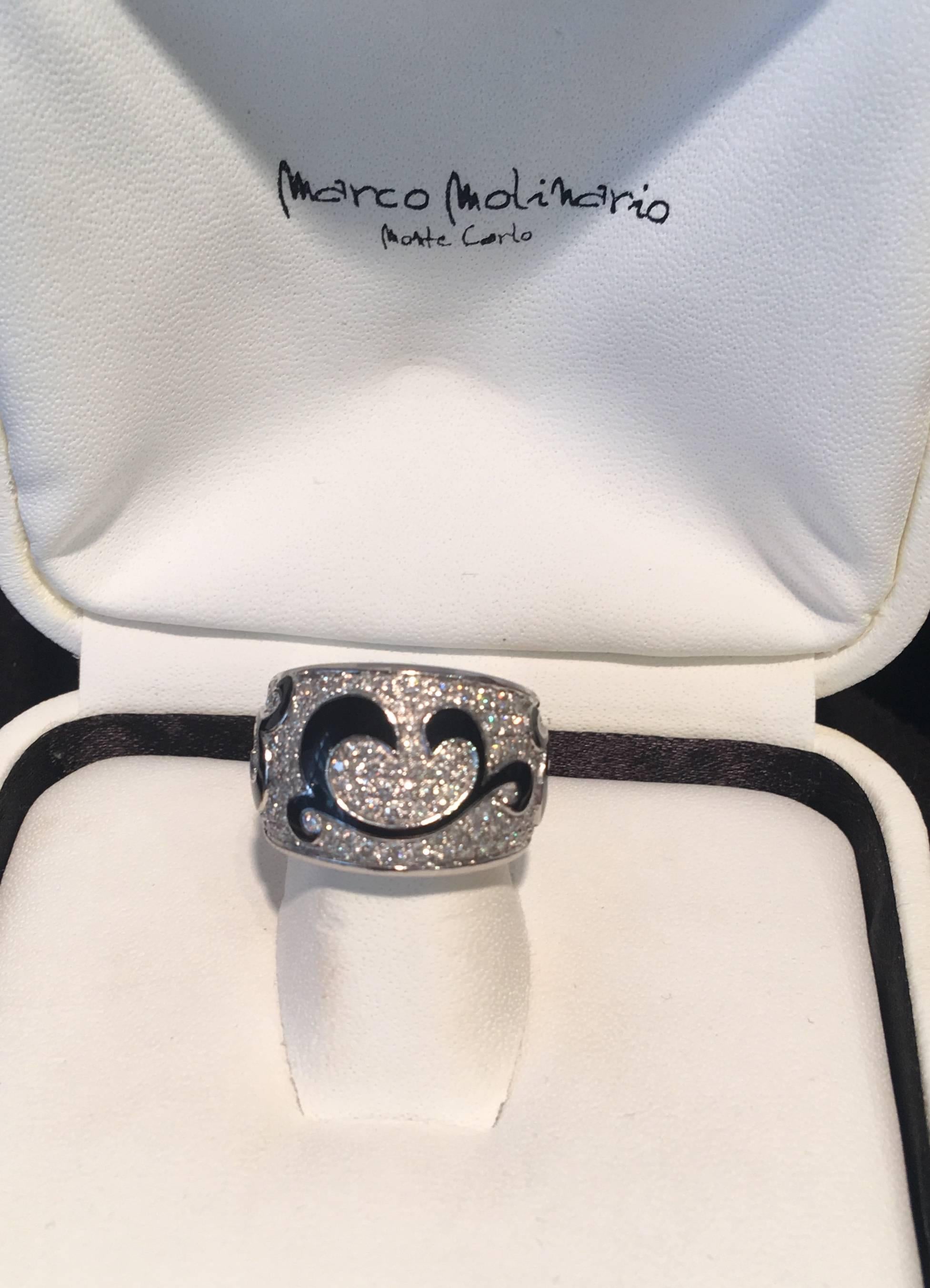 Women's Marco Molinario Monaco Diamond Pave 18 Karat White Gold Band Ring