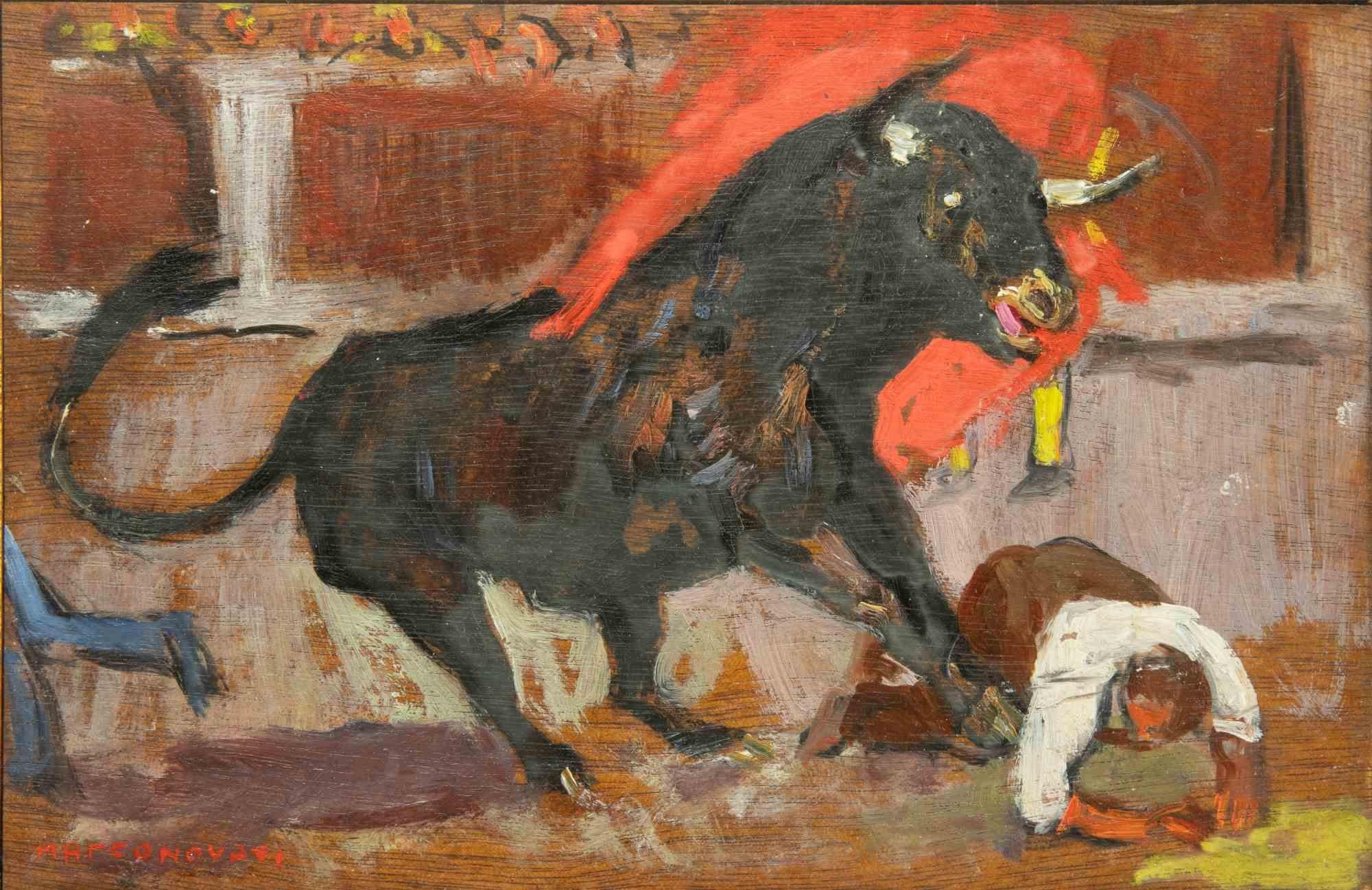 Tauromachie - Peinture à l'huile de Marco Novati - 1965 en vente 1