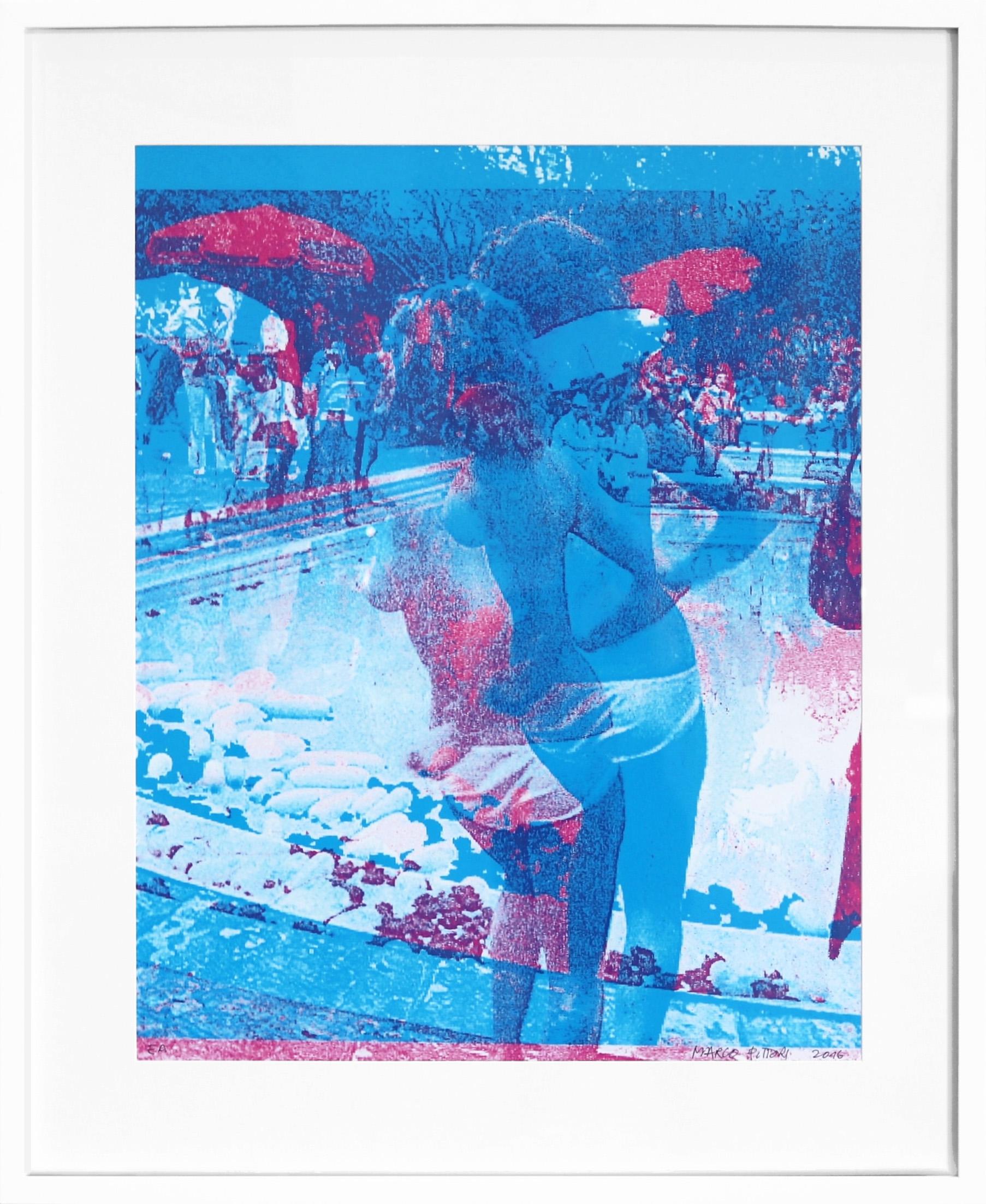 Swimming Pool bleu encadrée, photographie emblématique de l'époque Pop Art de Beverly Hills, années 1970