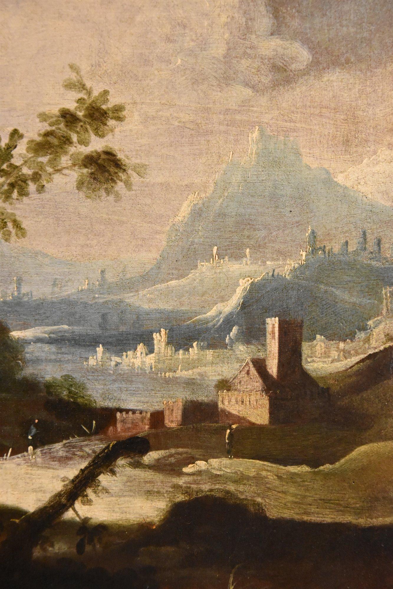 Landschaften Ehepaar Ricci Gemälde 18. Jahrhundert Öl auf Leinwand Alter Meister Italien im Angebot 8