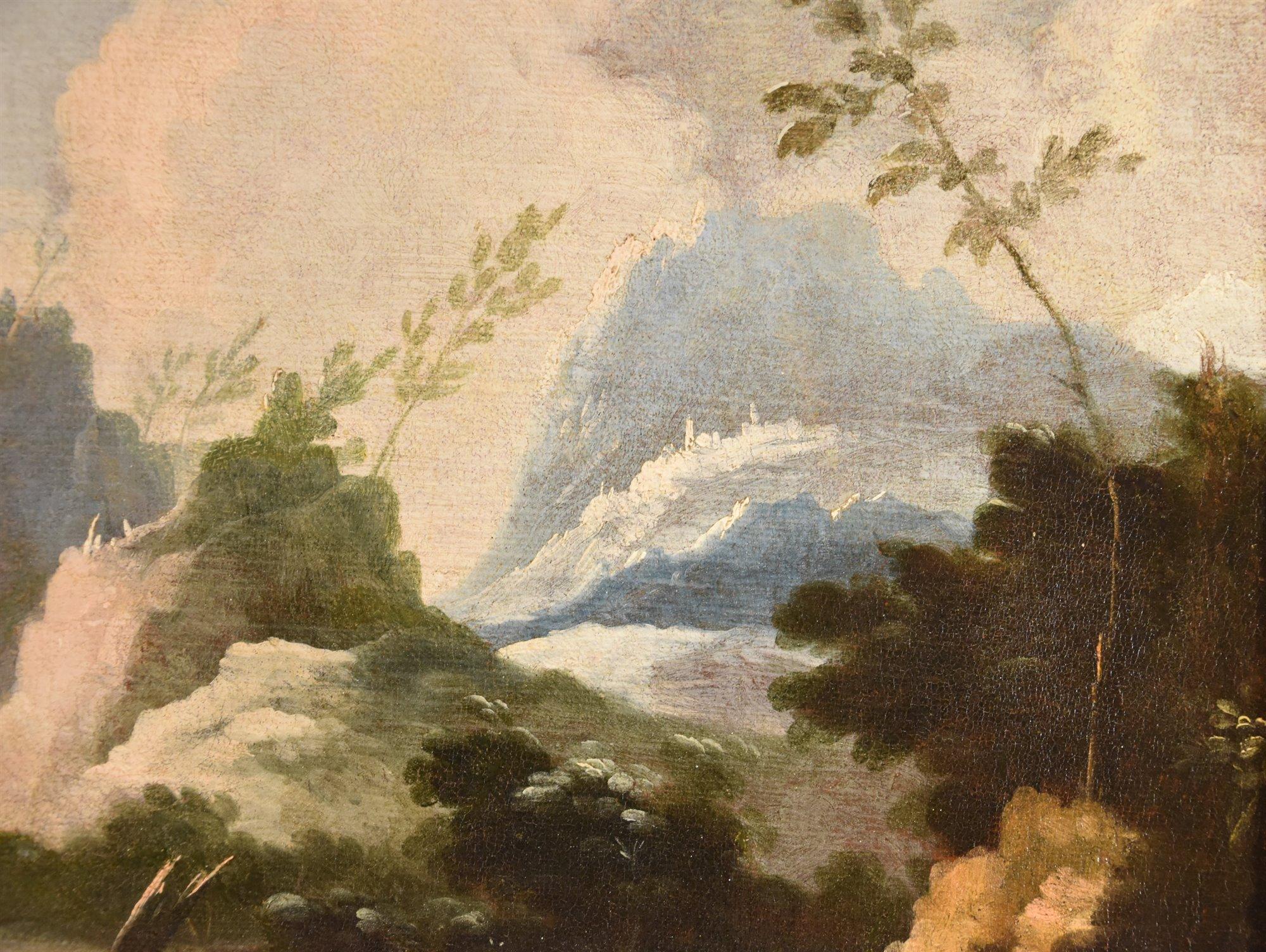 Landschaften Ehepaar Ricci Gemälde 18. Jahrhundert Öl auf Leinwand Alter Meister Italien im Angebot 5