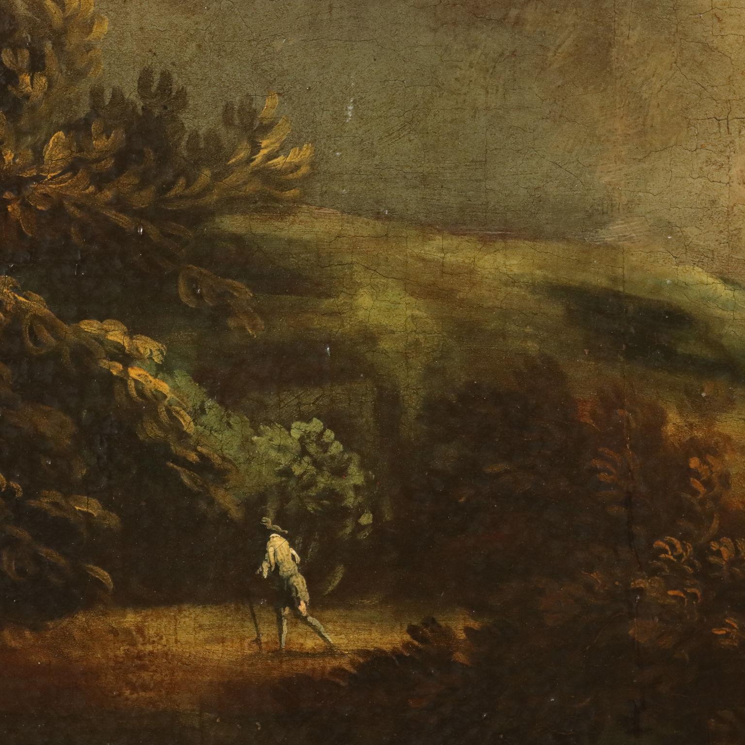 Landschaft mit Wasserlauf und Schafhirten im Angebot 1
