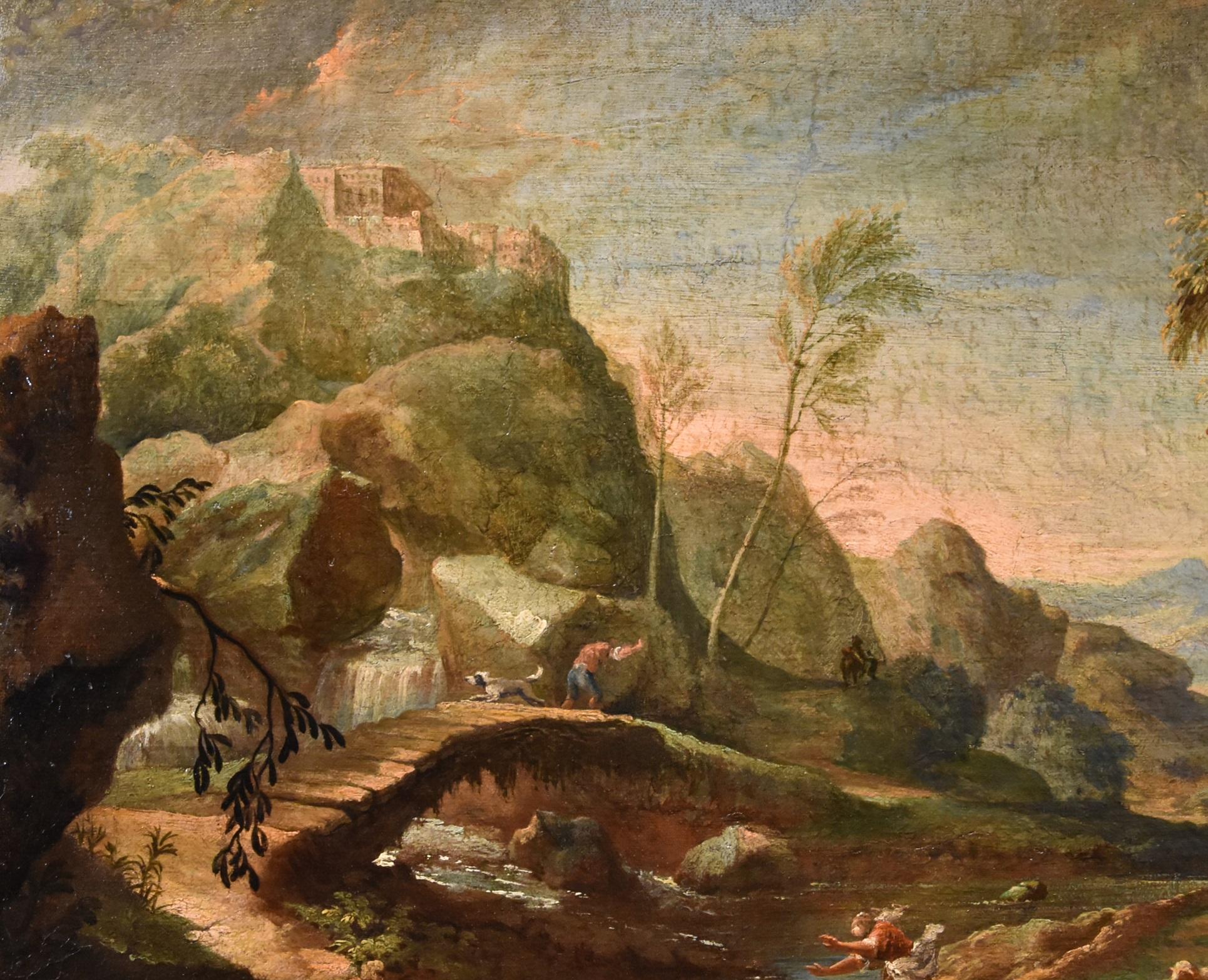 Coppia di paesaggi arcadici Ricci Dipinto del XVIII secolo Olio su tela Vecchio maestro Italia 11