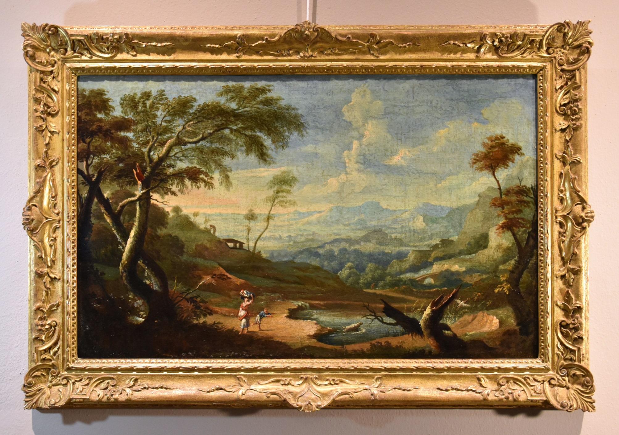 Coppia di paesaggi arcadici Ricci Dipinto del XVIII secolo Olio su tela Vecchio maestro Italia - Painting Antichi maestri di Marco Ricci (Belluno 1676 - Venice 1730)