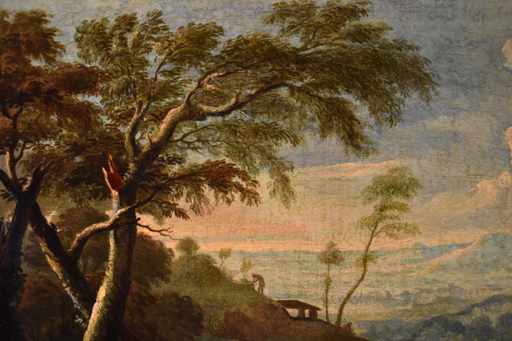 Coppia di paesaggi arcadici Ricci Dipinto del XVIII secolo Olio su tela Vecchio maestro Italia 2
