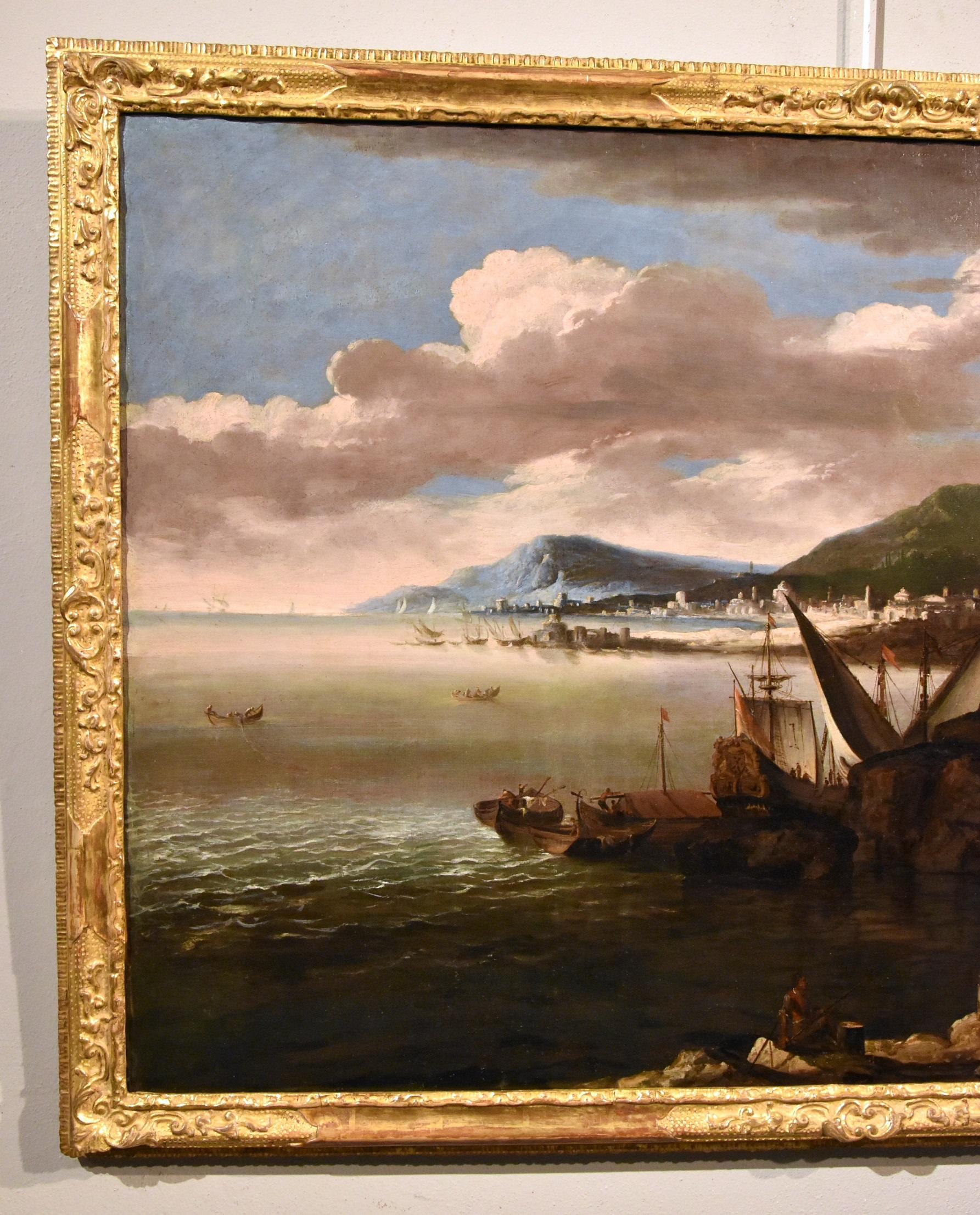 Ricci View Coastal Landscape Paint Oil on canvas Old master 17/18th Century Art For Sale 1