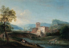 Marco Ricci (Venetian landscape) - 18th century painting- Landscape figures