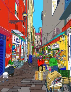 Arte contemporáneo italiano de Marco Santaniello - Calle de Bolonia por la ciudad