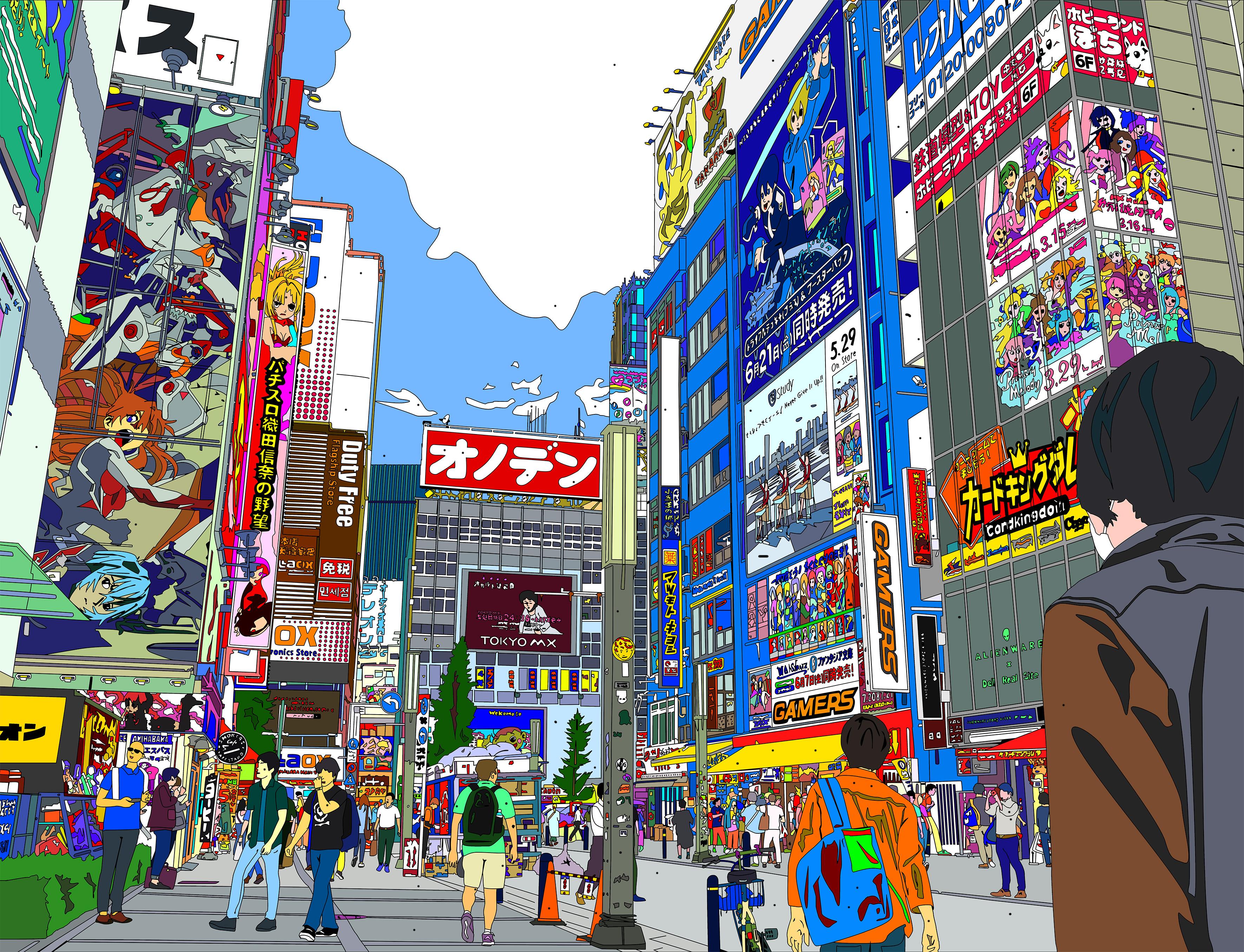 Digital art printed on canvas, original edition 1/1

''Akihabara is one of those area in which you will go back several times, I almost pass by there once a day when I am in town. Those boards, those colours and those vibes can really excite your