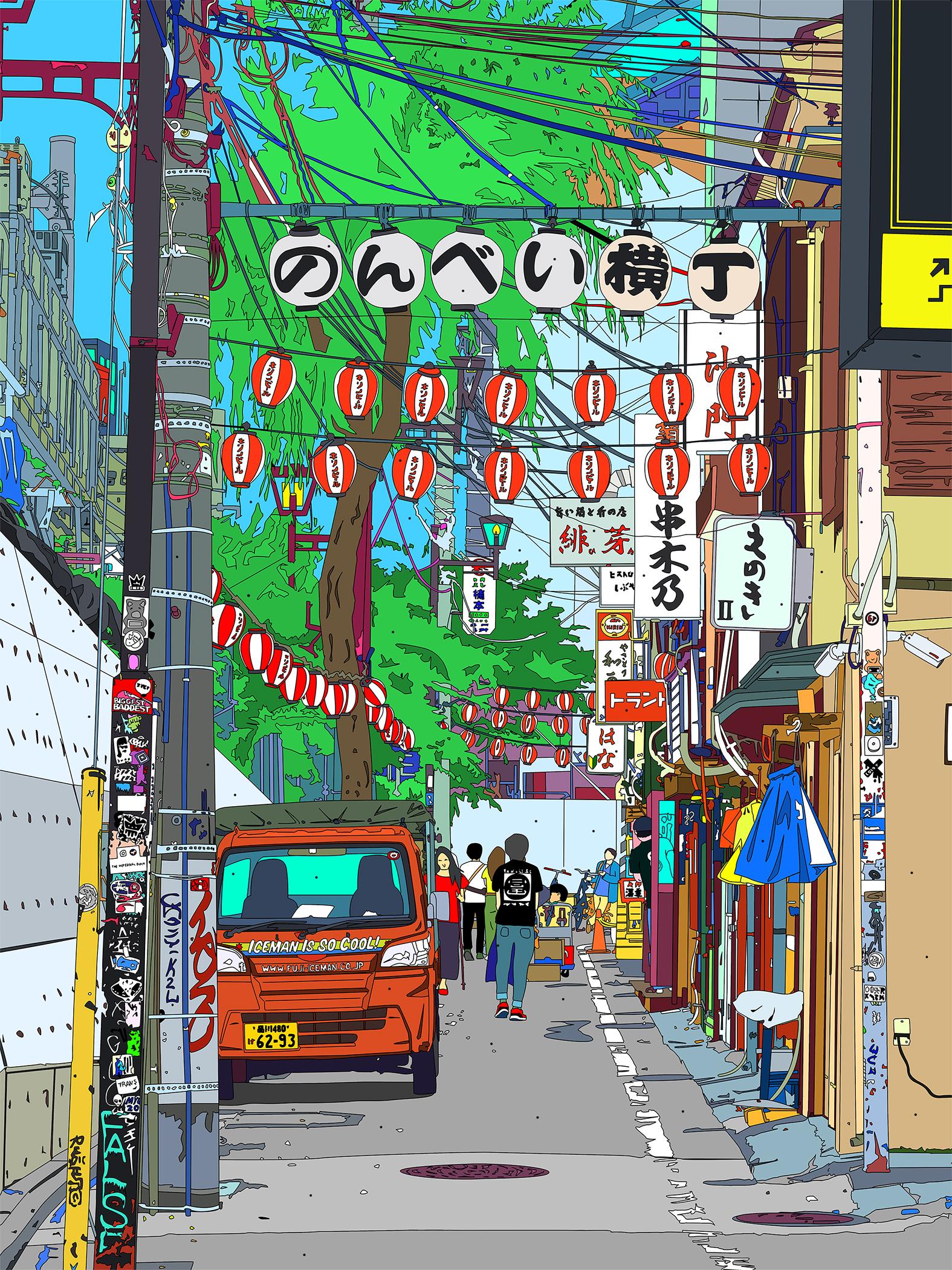 Digital art printed on canvas, original edition 1/1

''This one, looks like a very quiet alley in Tokyo, instead it is super close to one of the busiest areas in Tokyo, Shibuya crossing! Madness and quietness so close are so perfect.''

Marco