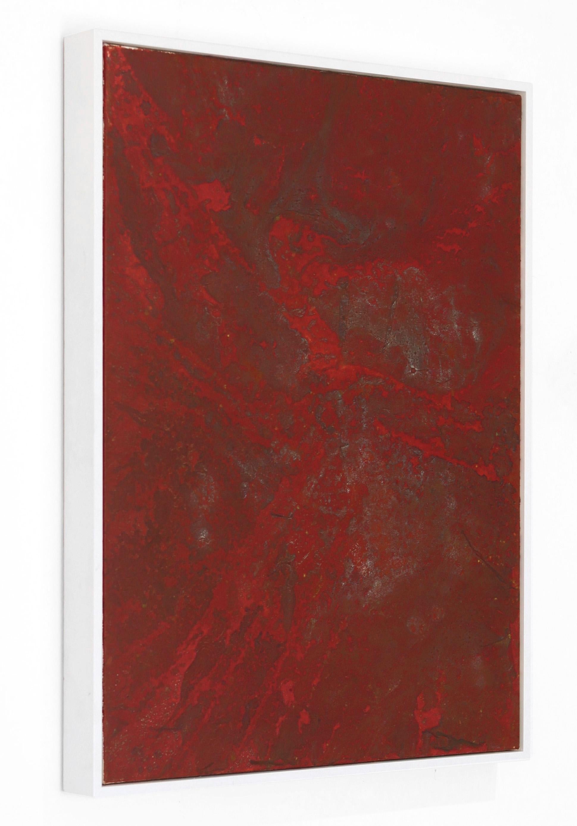 A312 - Minimalist Abstract Contemporary Original Red Textural Artwork For Sale 1