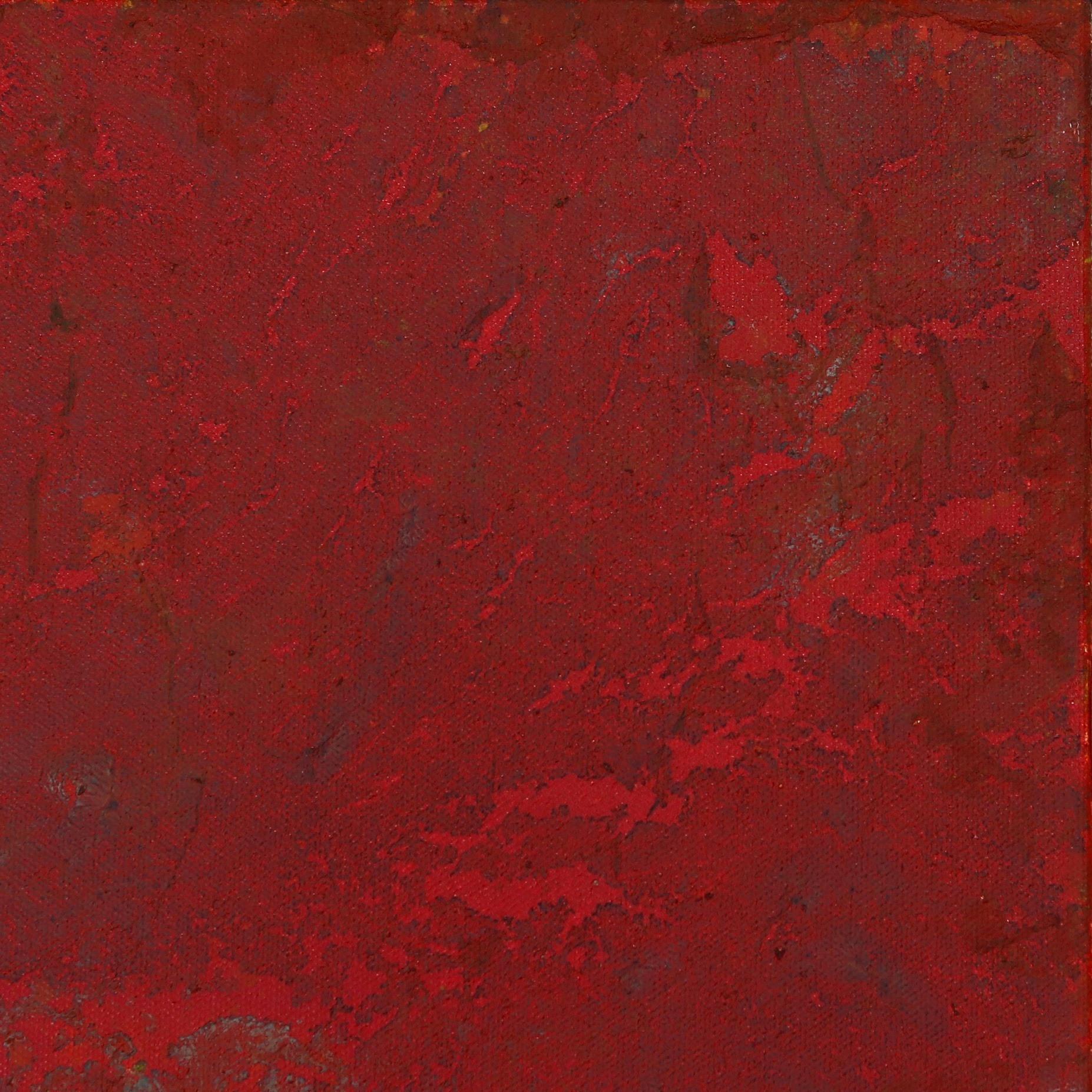 A312 - Minimalistisches Abstraktes Zeitgenössisches Original Rotes Textur-Kunstwerk im Angebot 3
