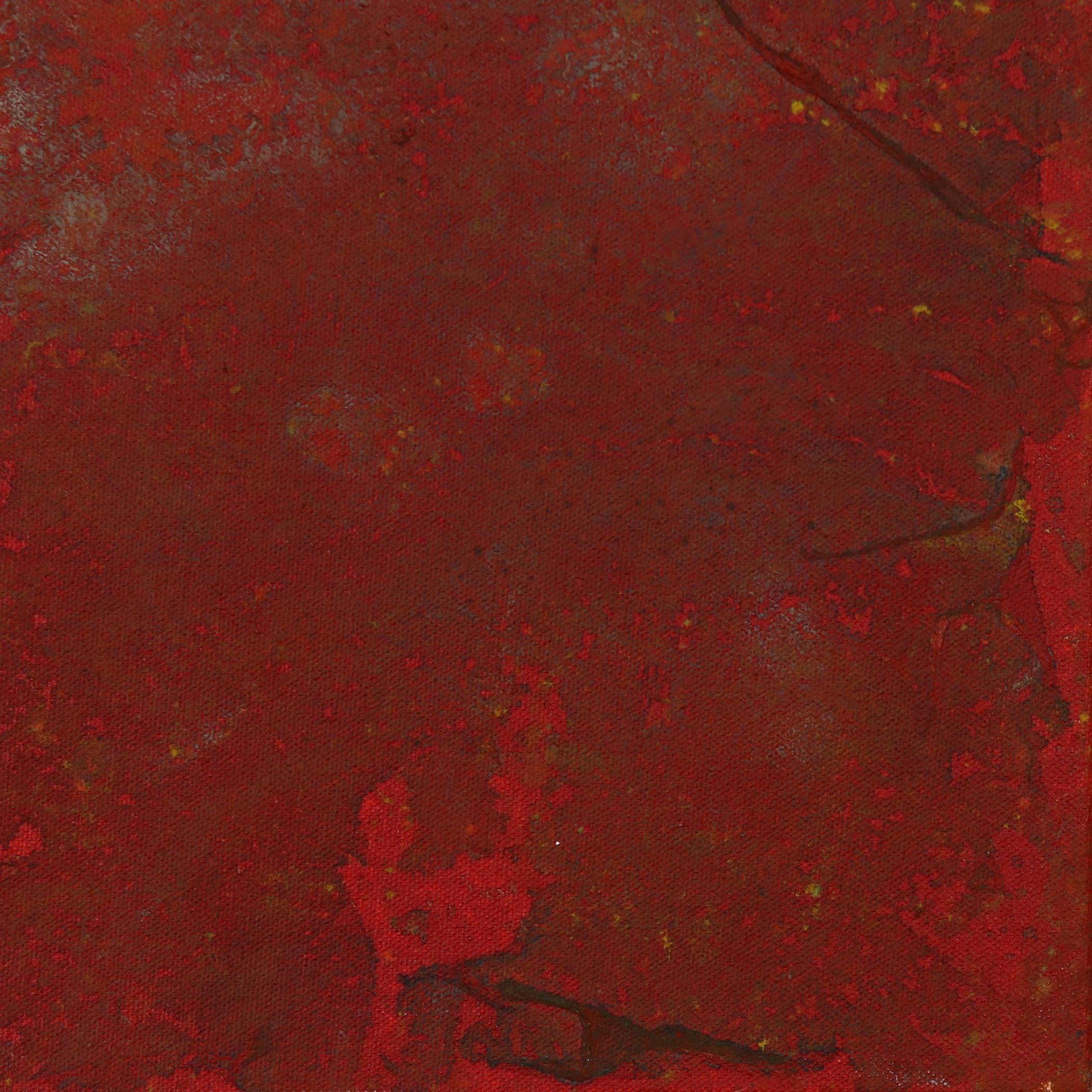 A312 - Minimalist Abstract Contemporary Original Red Textural Artwork For Sale 5