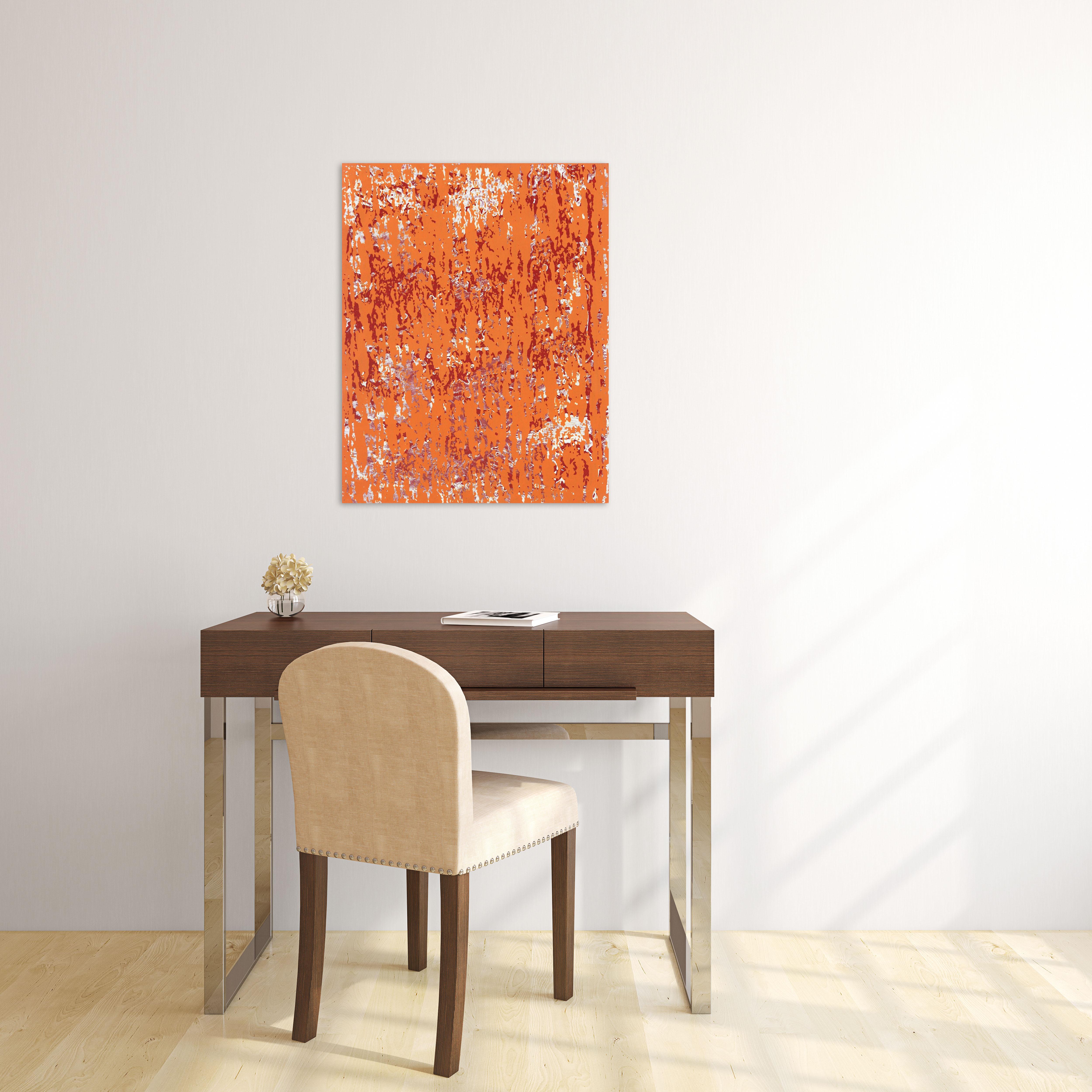 A322 - Minimalist Abstract Original Orange Red White Textural Artwork - Painting by Marco Schmidli