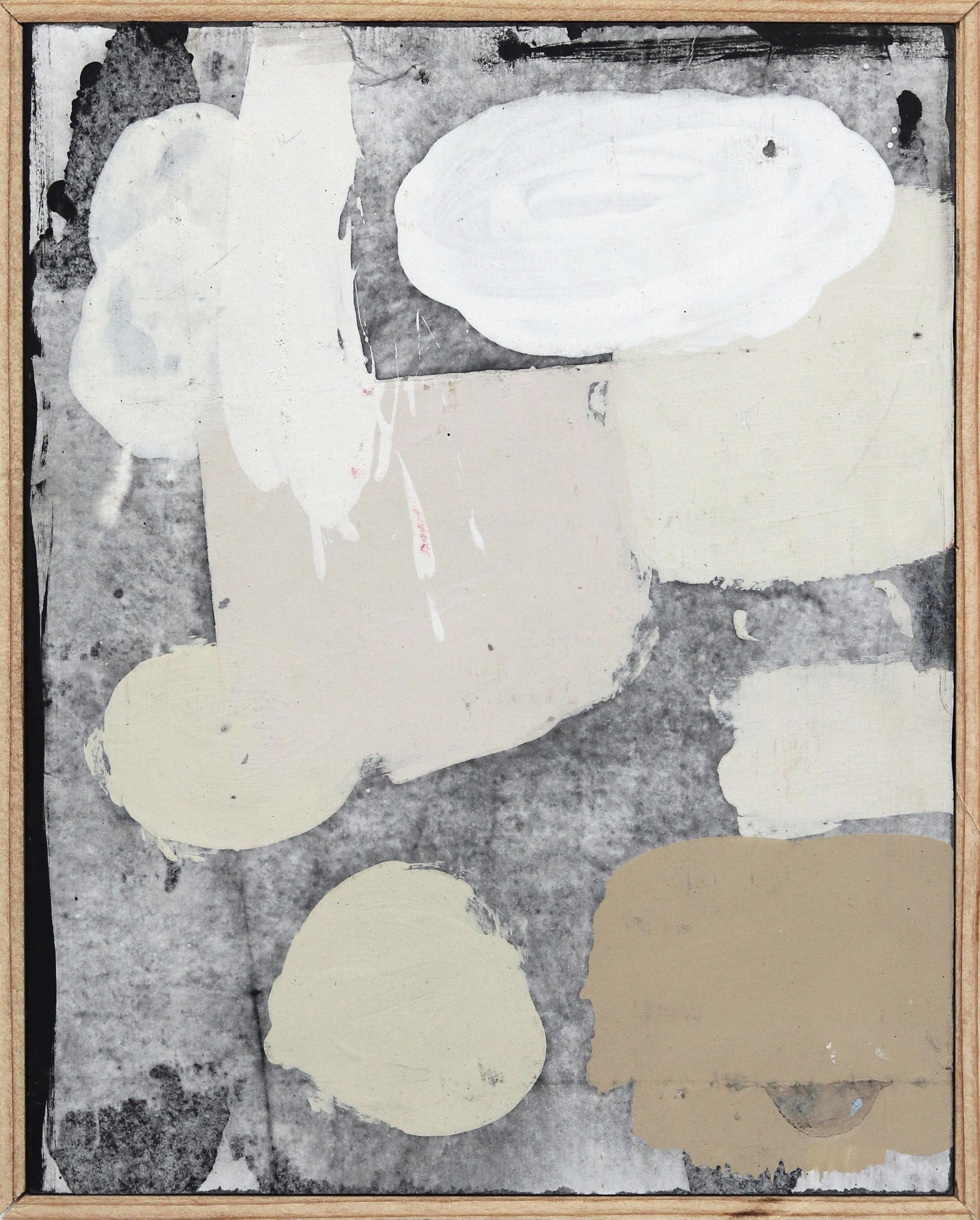 A122 - Quadro astratto neutro su tela con cornice in Wood Wood originale di Schmidli - Mixed Media Art di Marco Schmidli