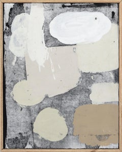 A122 - Pintura Abstracta Neutra sobre Lienzo Marco de Madera Natural Original Schmidli