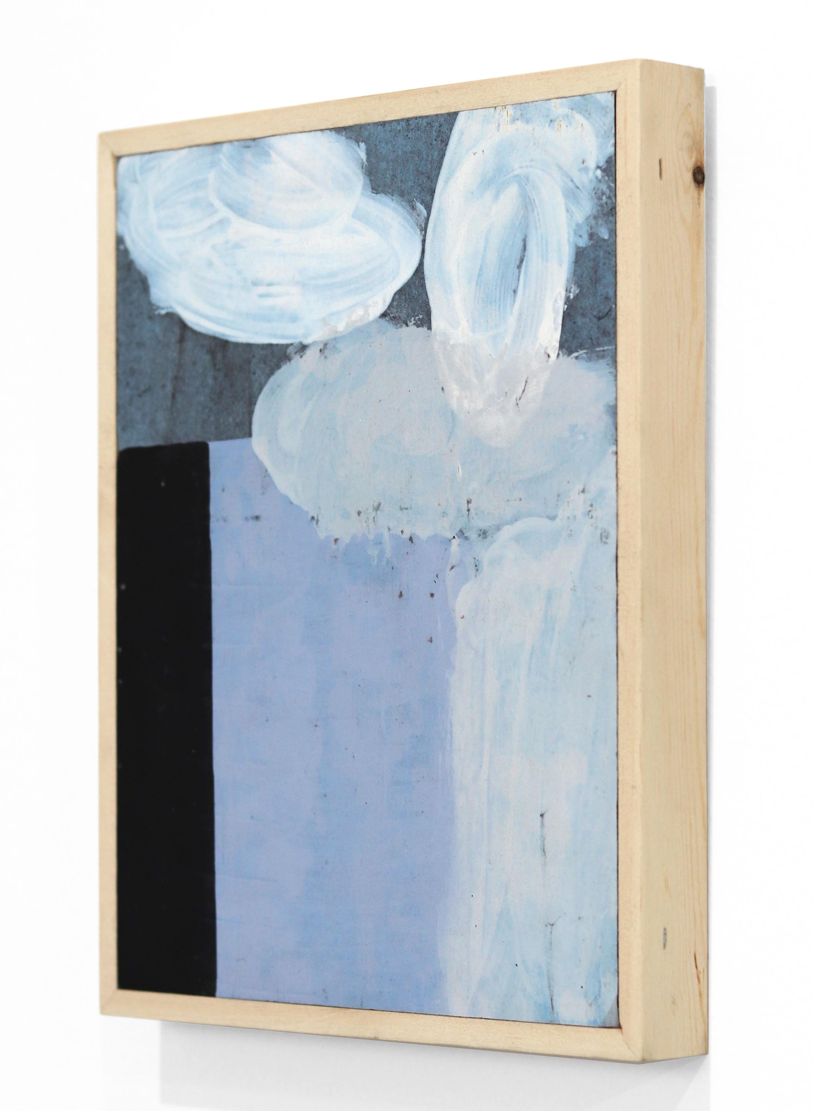 A128 - Pittura astratta blu su tela con cornice in Wood originale Schmidli in vendita 1
