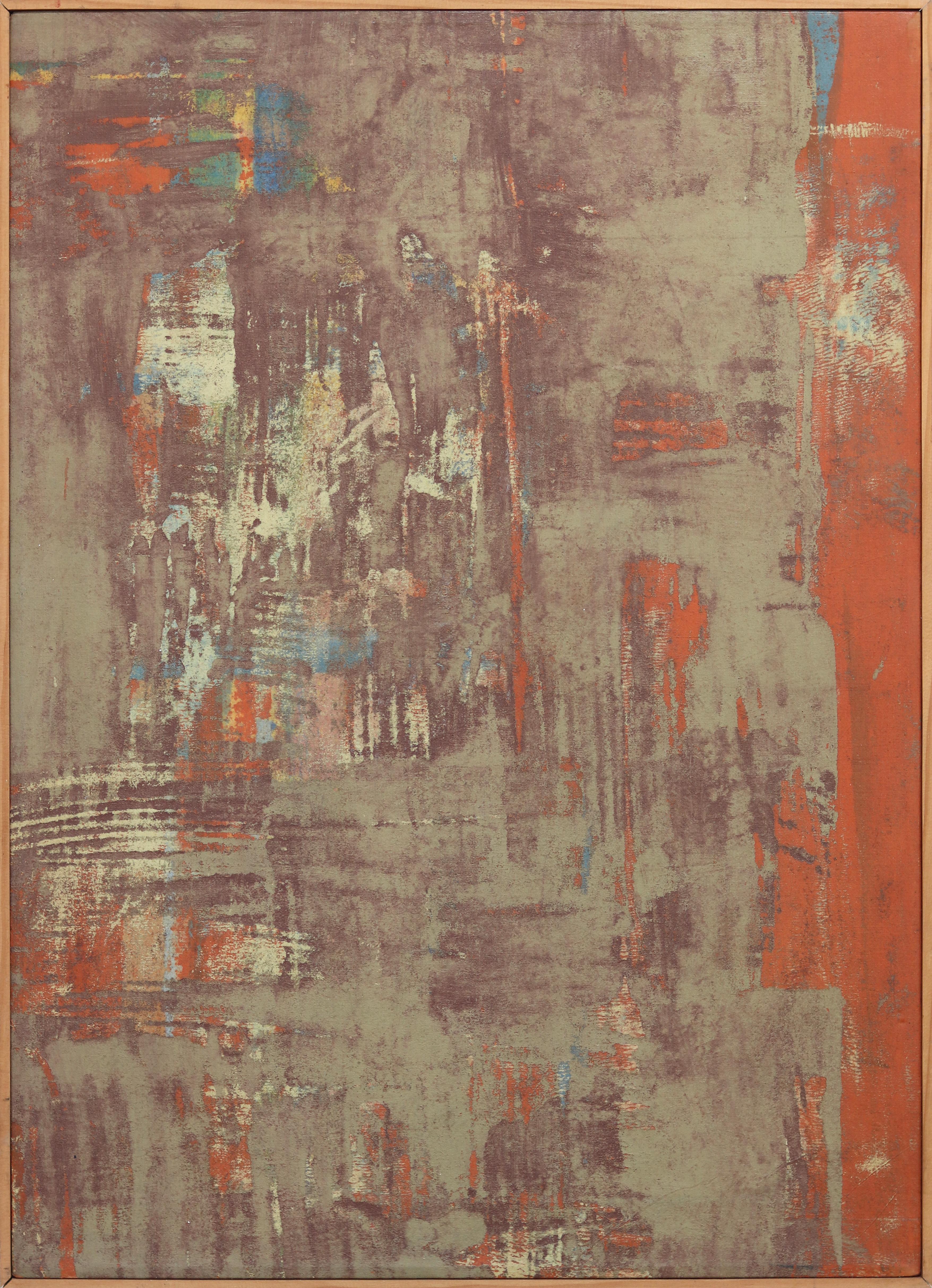 A319A - Framed Minimalist Contemporary Orange Warm Tone Abstract Painting