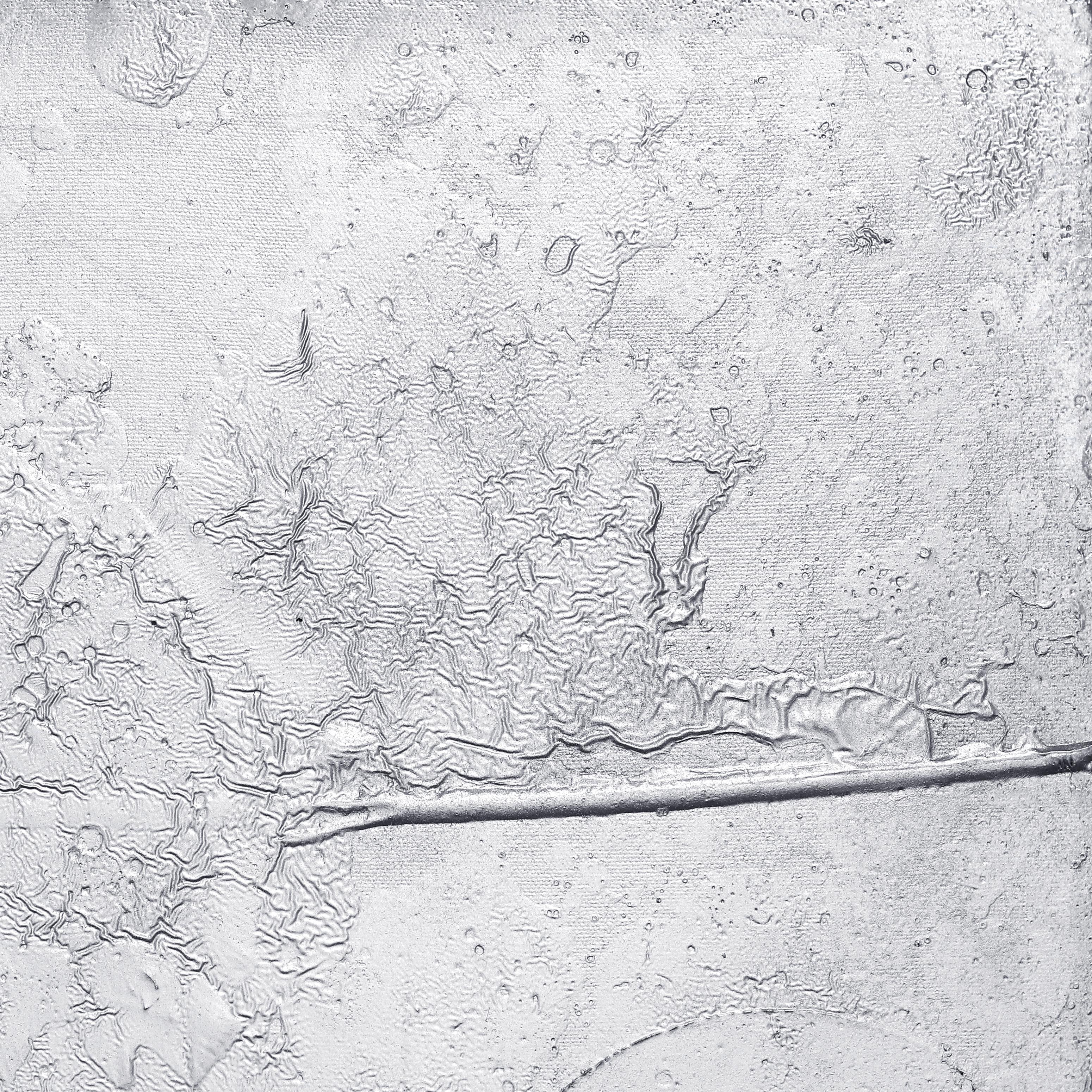 A402 - Contemporary Reflective Silver Abstract Painting With White Frame For Sale 1