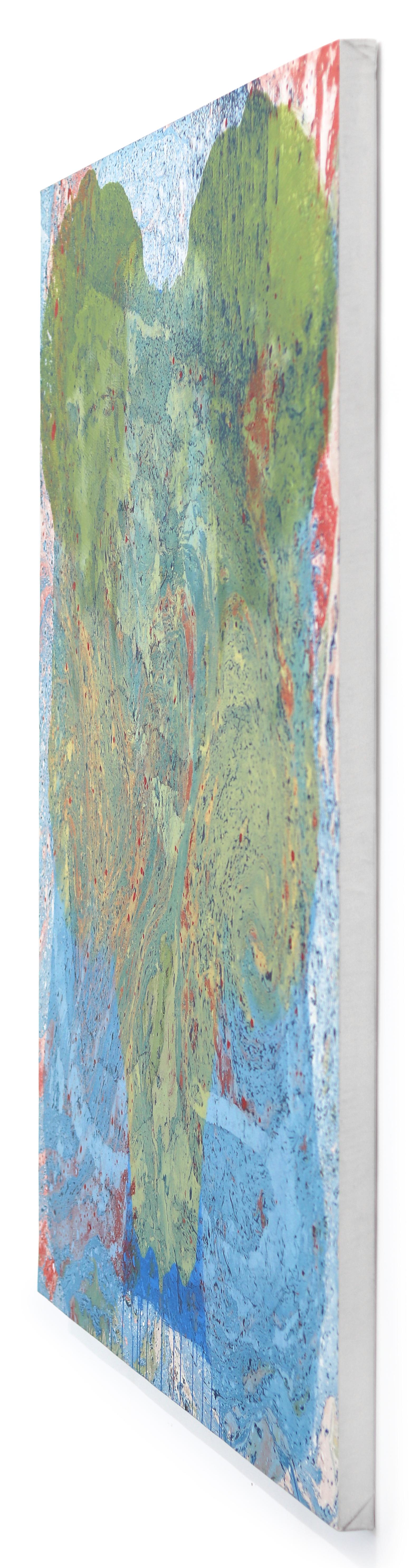 A501A - Large Blue Green Abstract Expressionism Layered Original Painting For Sale 2