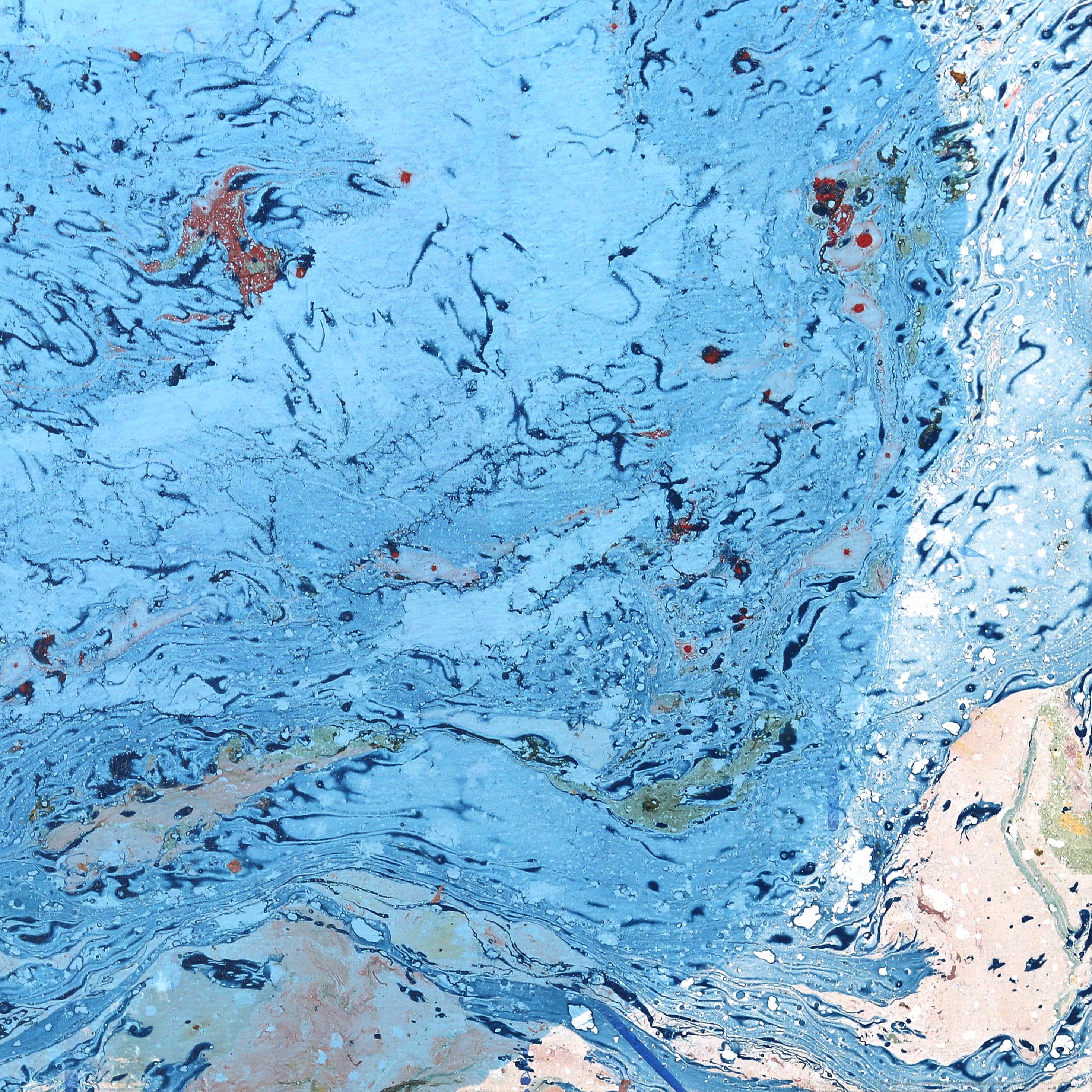 A501A - Large Blue Green Abstract Expressionism Layered Original Painting For Sale 5