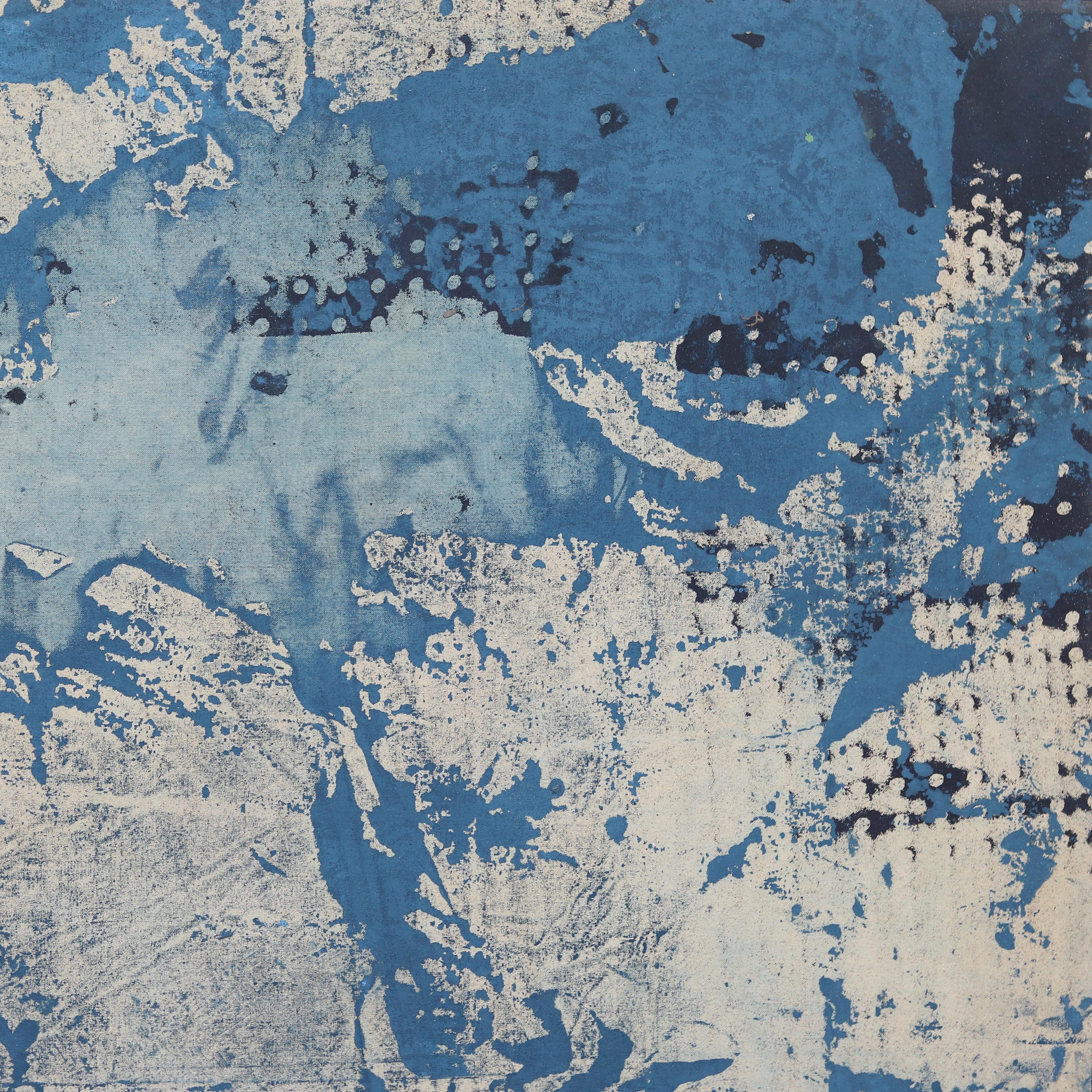 A586 - Grande quadro astratto Contemporary Blue con cornice bianca in vendita 4