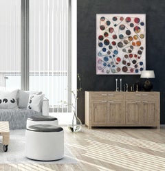 A597 - Large Contemporary Colorful Modern Circles Abstract Painting (framed)