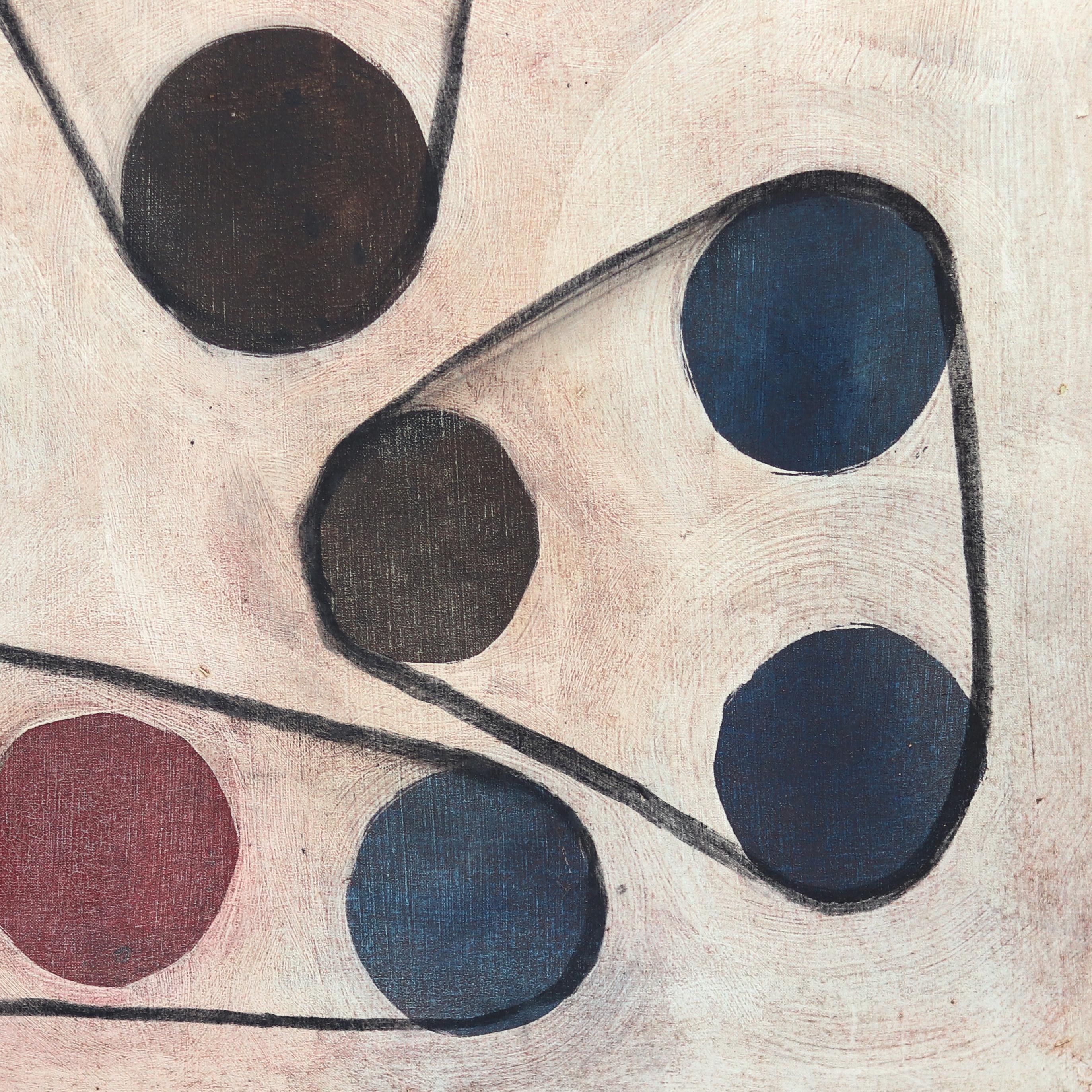 A597 - Große Contemporary Colorful Modern Circles Abstraktes Gemälde (gerahmt) im Angebot 1