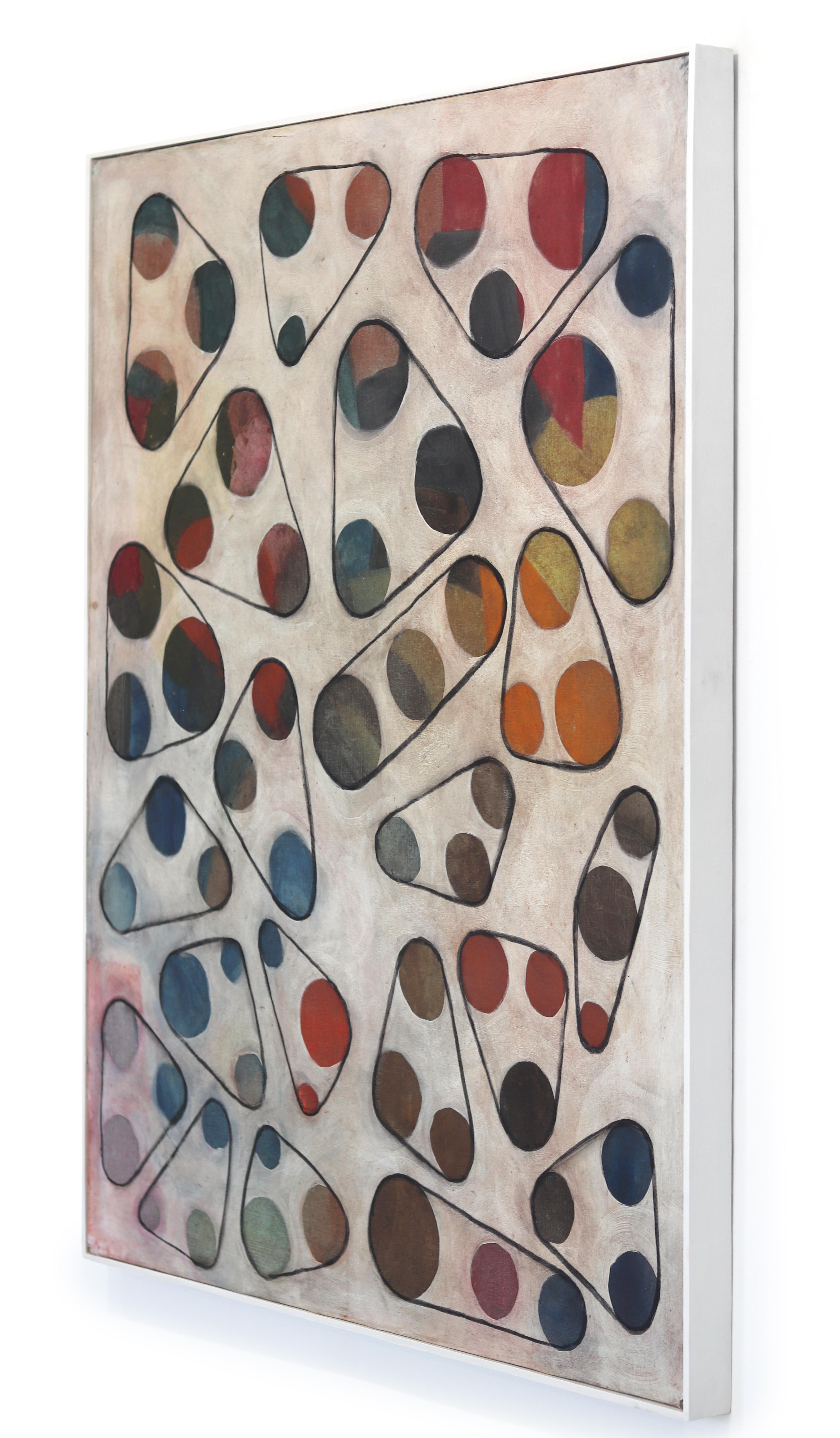 A597 - Große Contemporary Colorful Modern Circles Abstraktes Gemälde (gerahmt) im Angebot 2