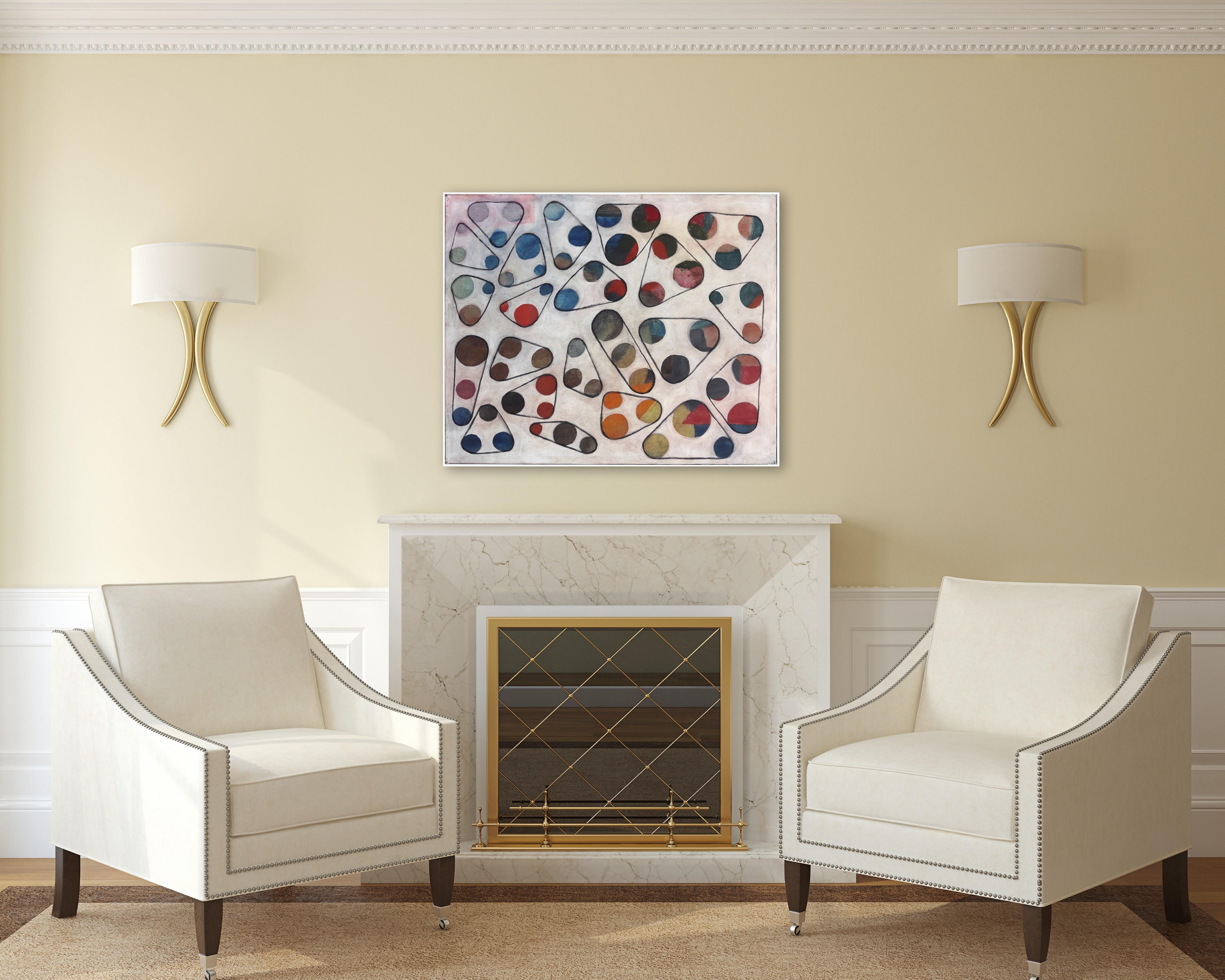 A597 - Große Contemporary Colorful Modern Circles Abstraktes Gemälde (gerahmt) im Angebot 4