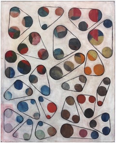A597 - Large Contemporary Colorful Modern Circles Abstract Painting (framed)
