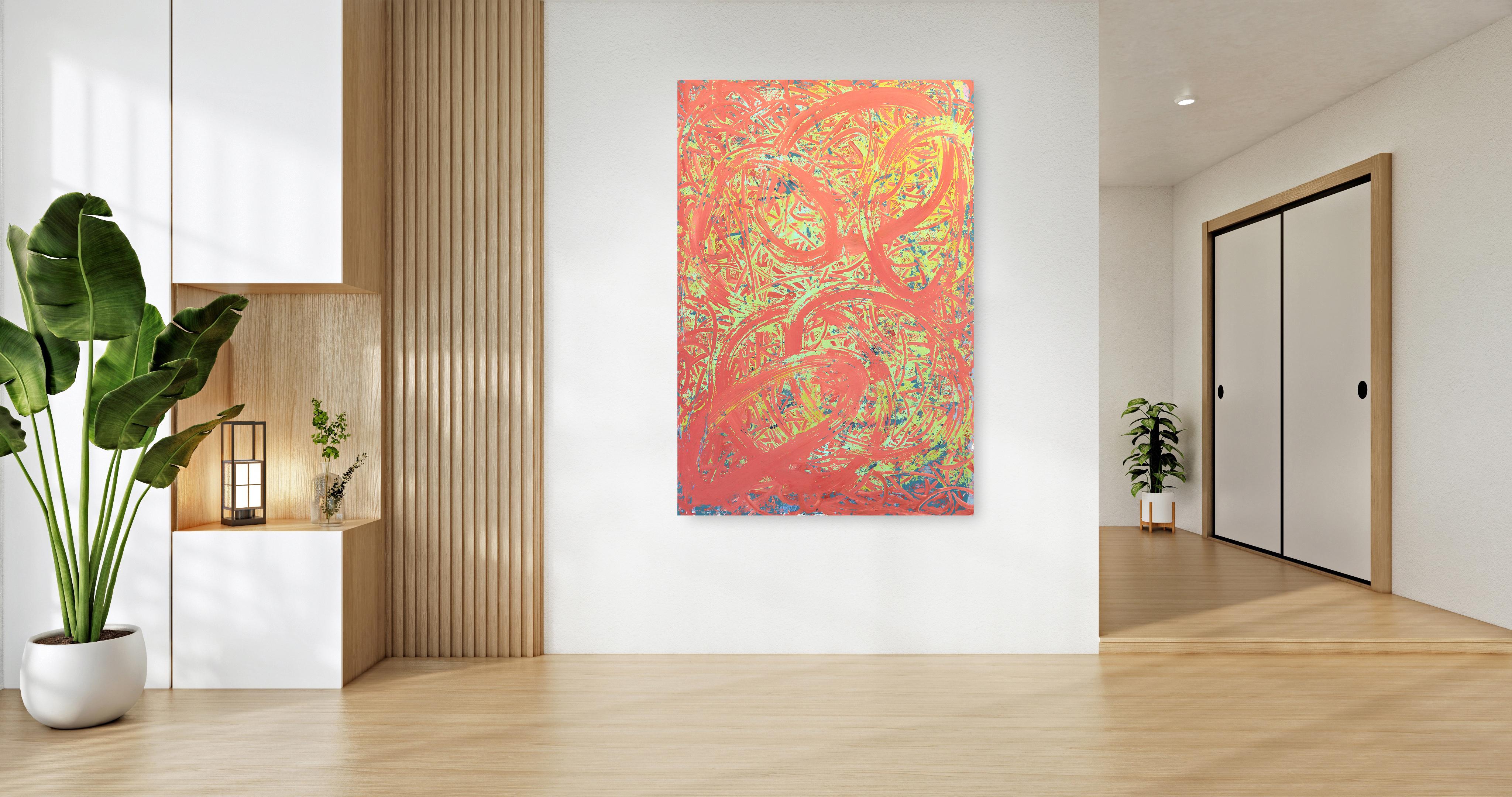 A636 - Big Canvas Art Large Colorful Original Abstract Painting For Sale 1