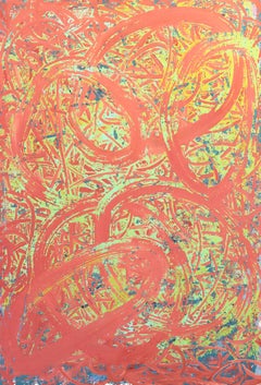 A636 - Grande peinture abstraite originale colorée sur toile
